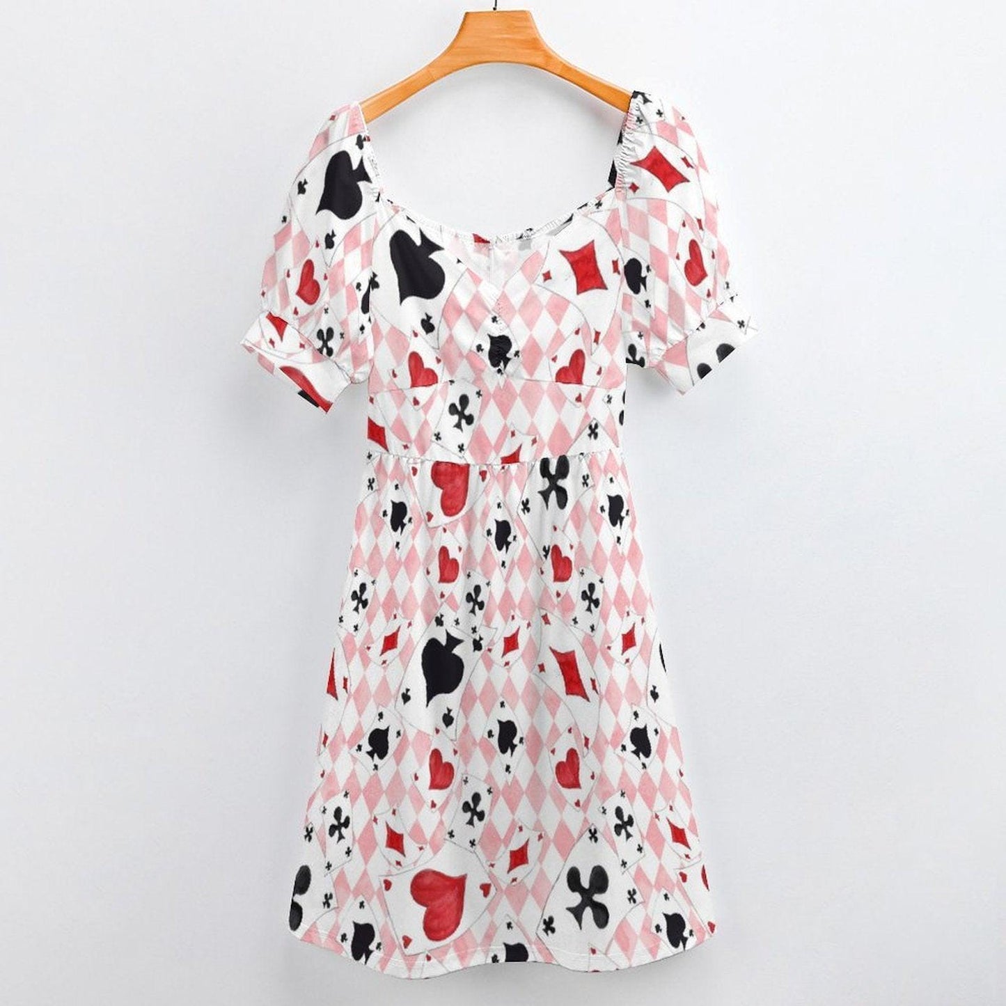 Pink Wonderland Midi Dress, Card Suit Sweetheart Dress, Queen Hearts Tea Party Dress