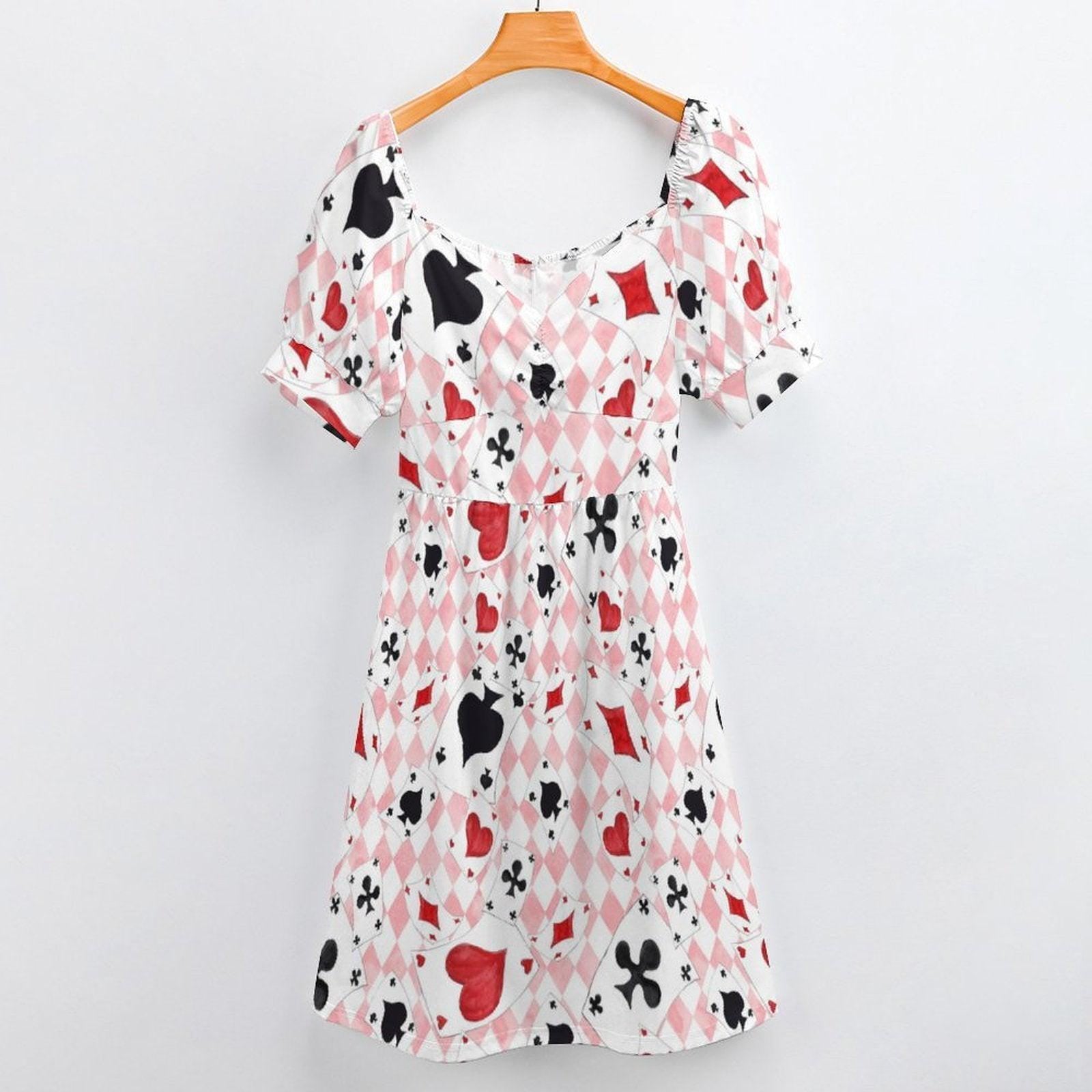 Pink Wonderland Midi Dress, Card Suit Sweetheart Dress, Queen Hearts Tea Party Dress