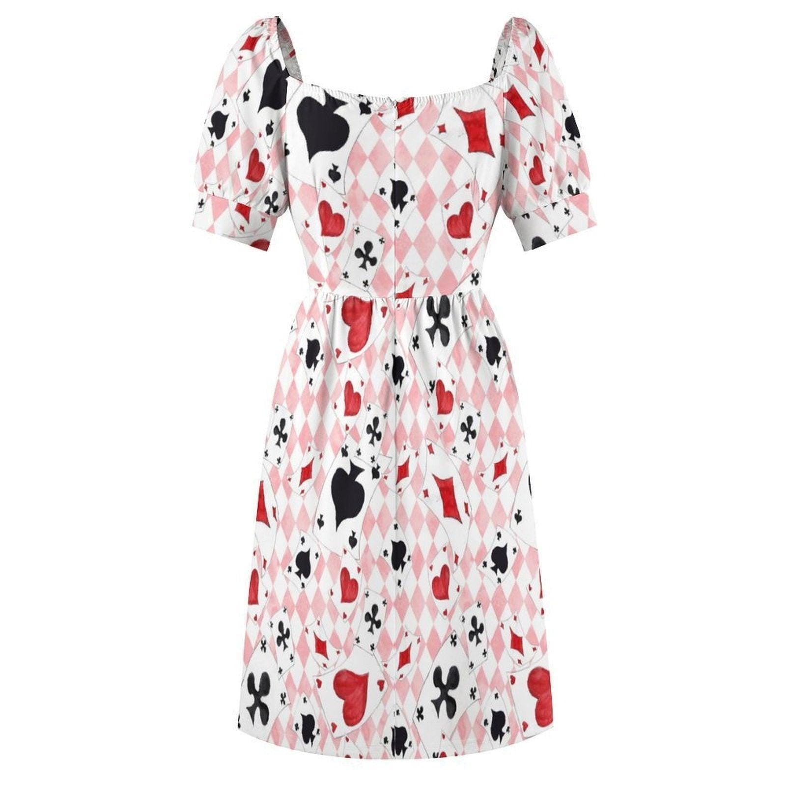Pink Wonderland Midi Dress, Card Suit Sweetheart Dress, Queen Hearts Tea Party Dress