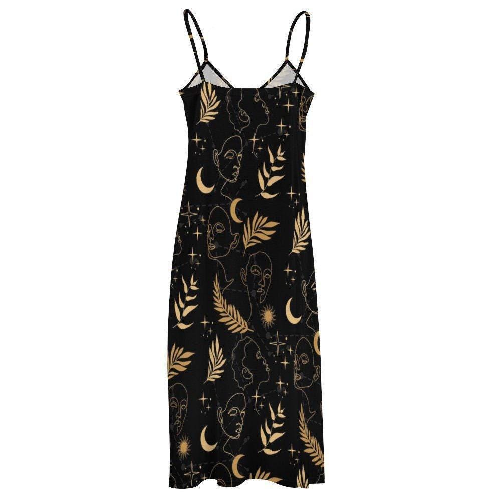 Celestial Tarot Maxi Dress Dark Cottagecore Witchy Print