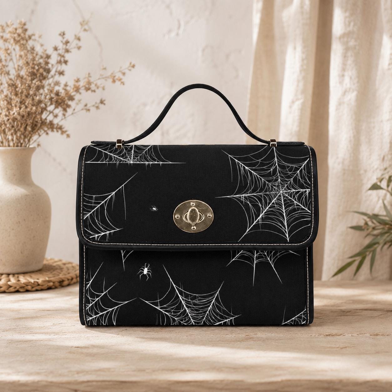 Spiderweb Crossbody Bag, Gothic Halloween Purse, Witchy Web Satchel