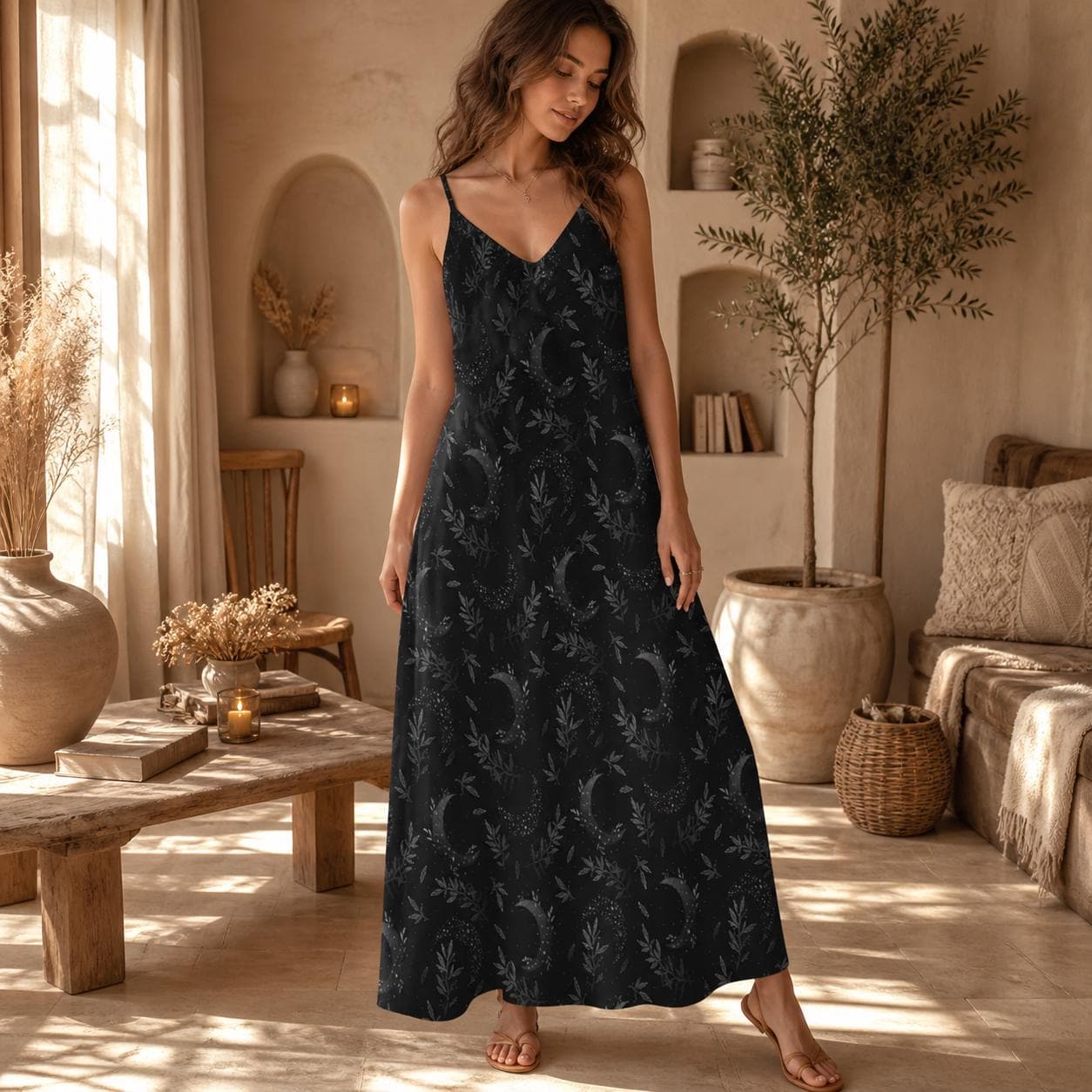 Dark Celestial Tarot Maxi Dress – Stretchy Witchy Boho