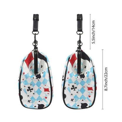Wonderland Card Suit Kisslock Handbag, Blue Argyle Frame Purse, Tea Party Statement Bag