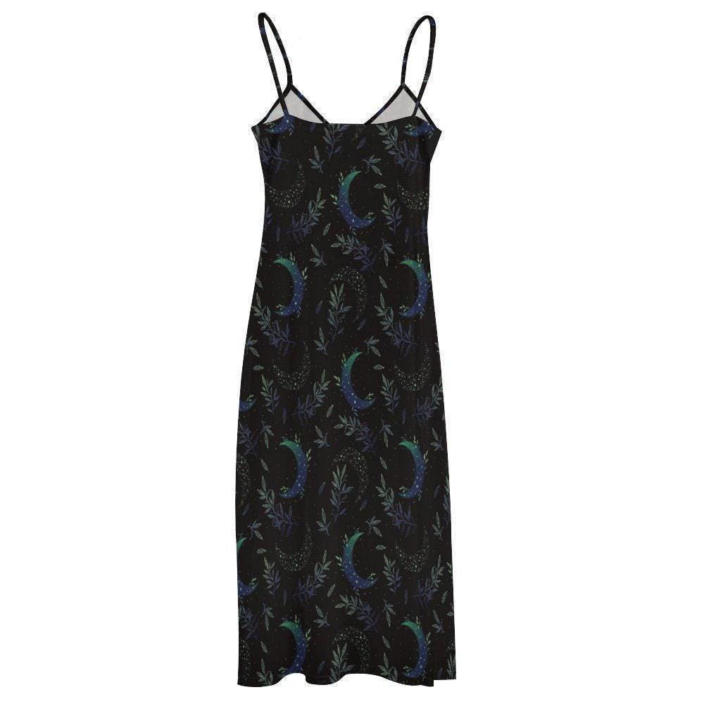 Celestial Tarot Moon Maxi Dress Witchy Cottagecore A-Line