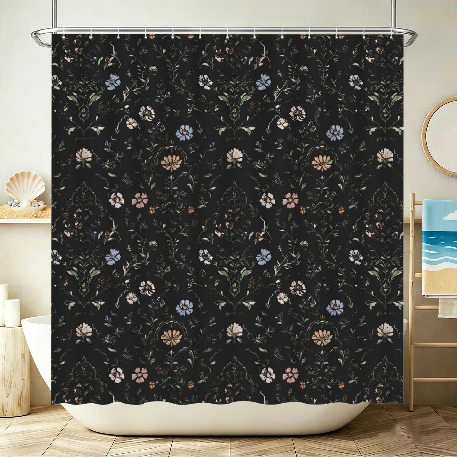 Dark Academia Floral Bathroom Rug Set, Vintage Botanical Bath Mats, Cottagecore Toilet Decor