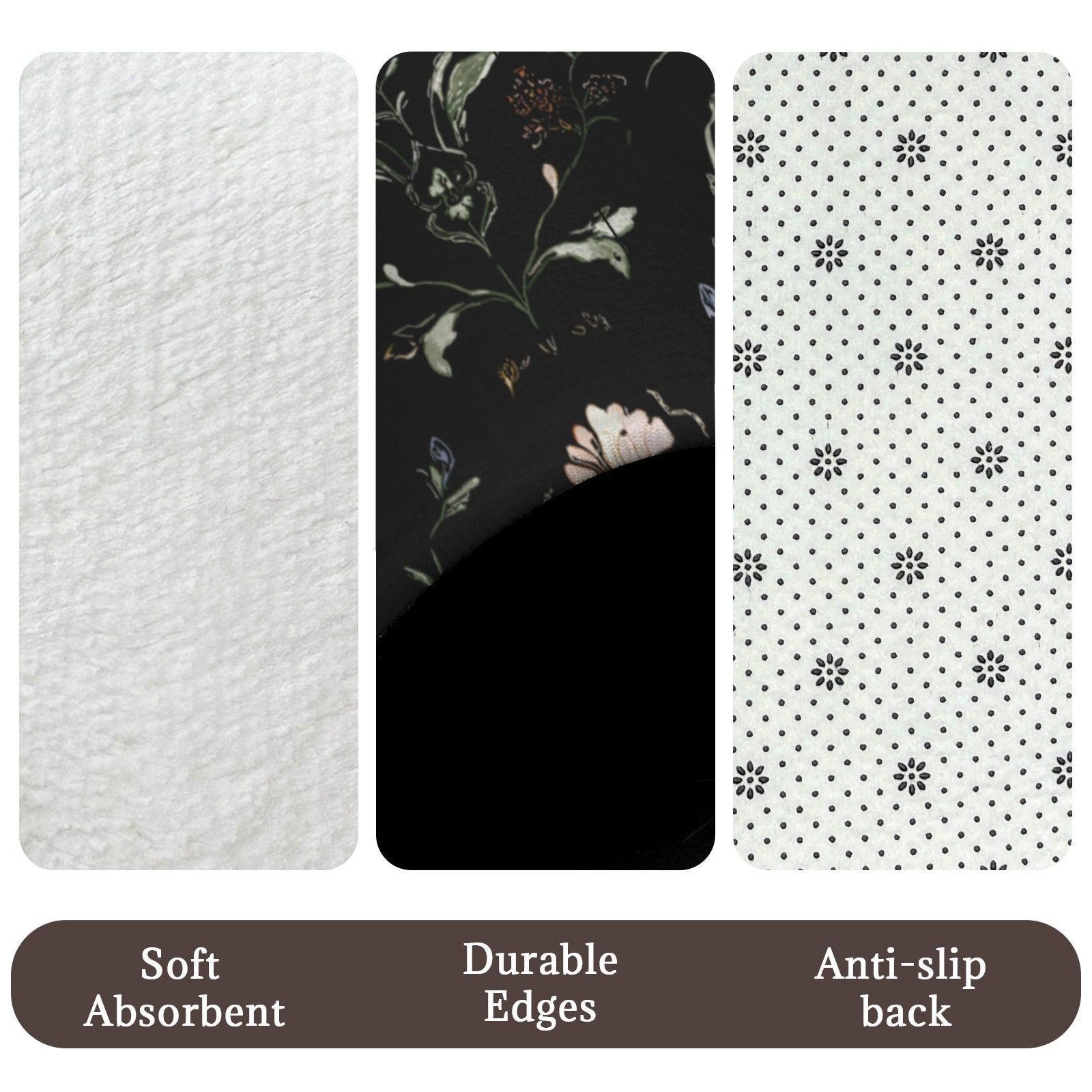 Dark Floral Shower Curtain, Moody Botanical Vintage Garden Bath Decor