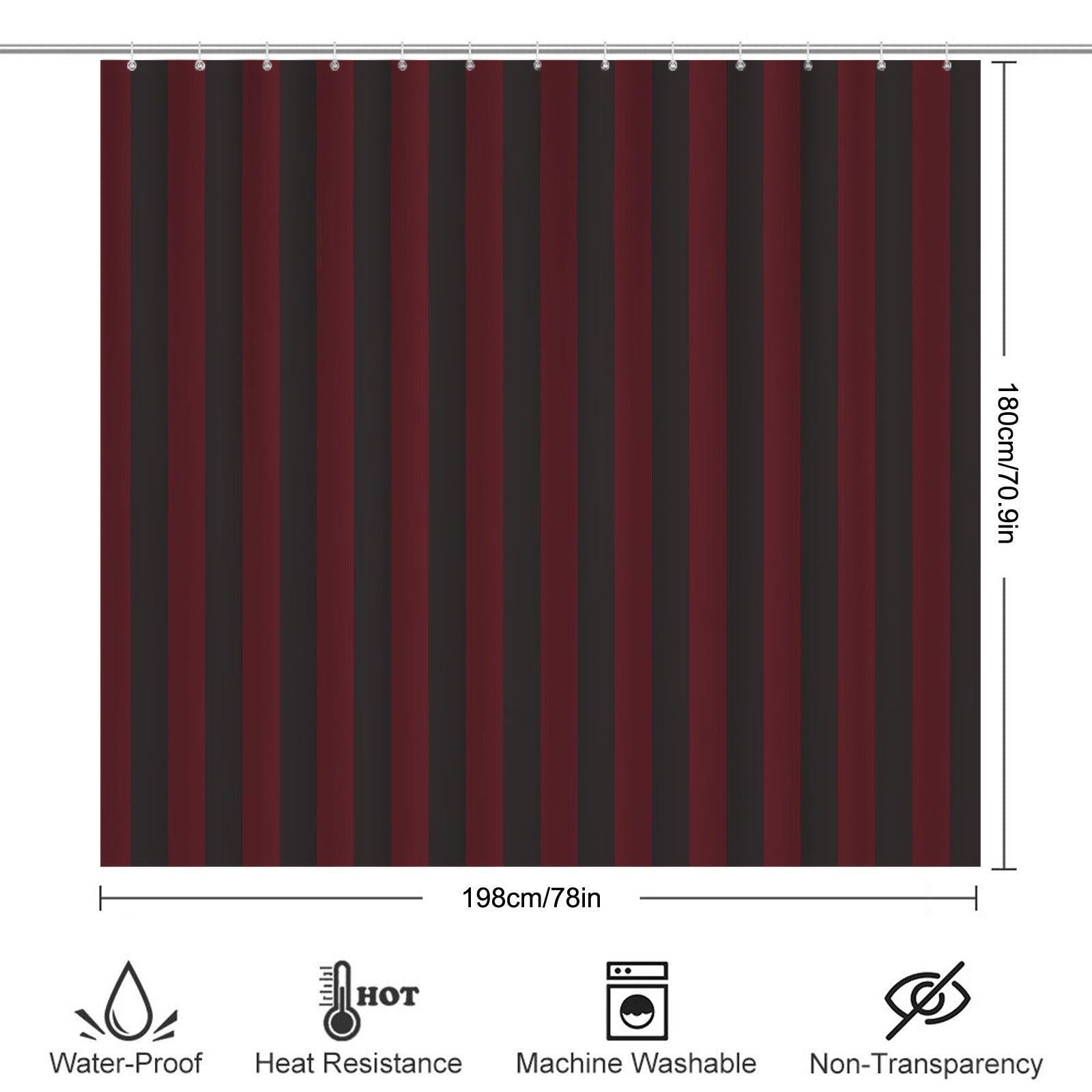 Red Black Striped Bathroom Rug Set, Gothic Bath Mat Trio, Punk Style Toilet Rug