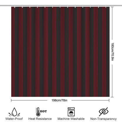 Red Black Striped Bathroom Rug Set, Gothic Bath Mat Trio, Punk Style Toilet Rug
