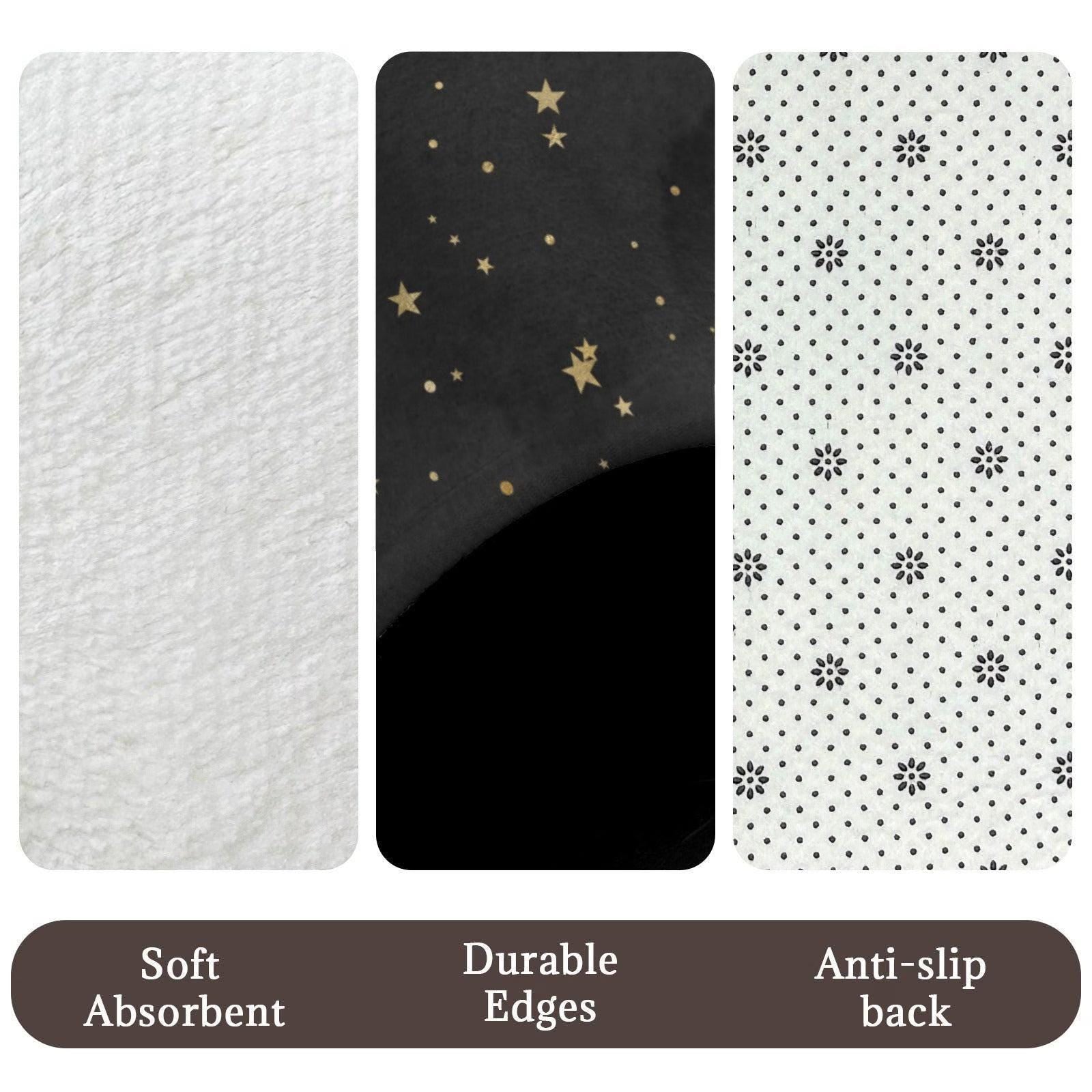 Black Gold Star Shower Curtain, Celestial Bathroom Decor, Moody Glam Bath Curtain
