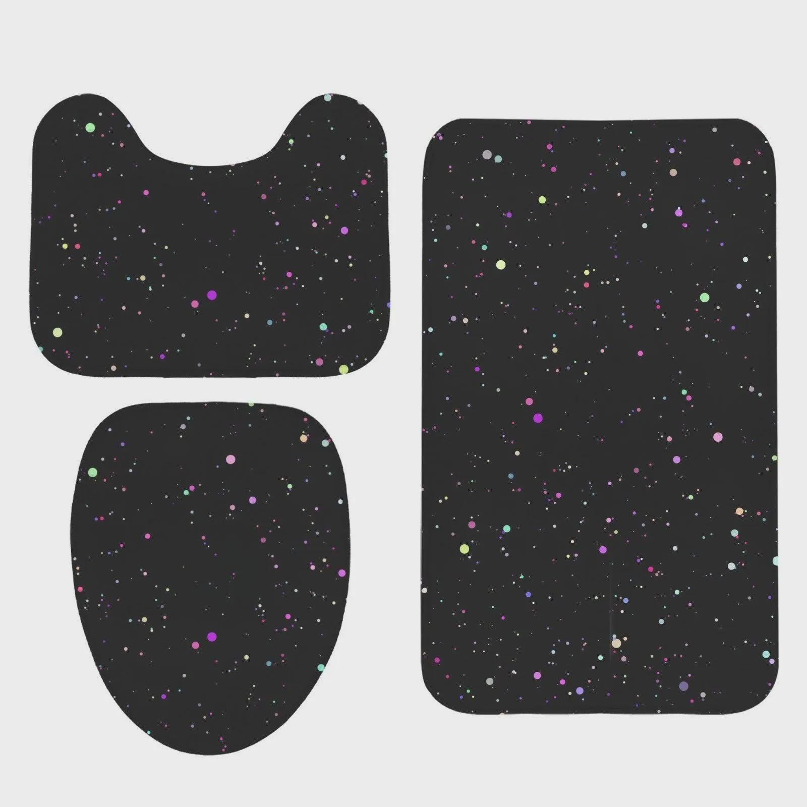 Galaxy Shower Curtain, Colorful Speckled Stars, Celestial Black Bathroom Decor