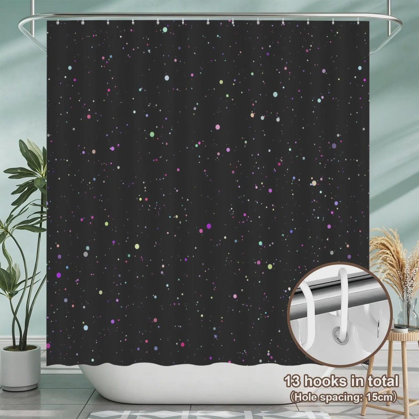Black Galaxy Bath Mat Set, Cosmic Space Toilet Rug Trio, Celestial Bathroom Decor