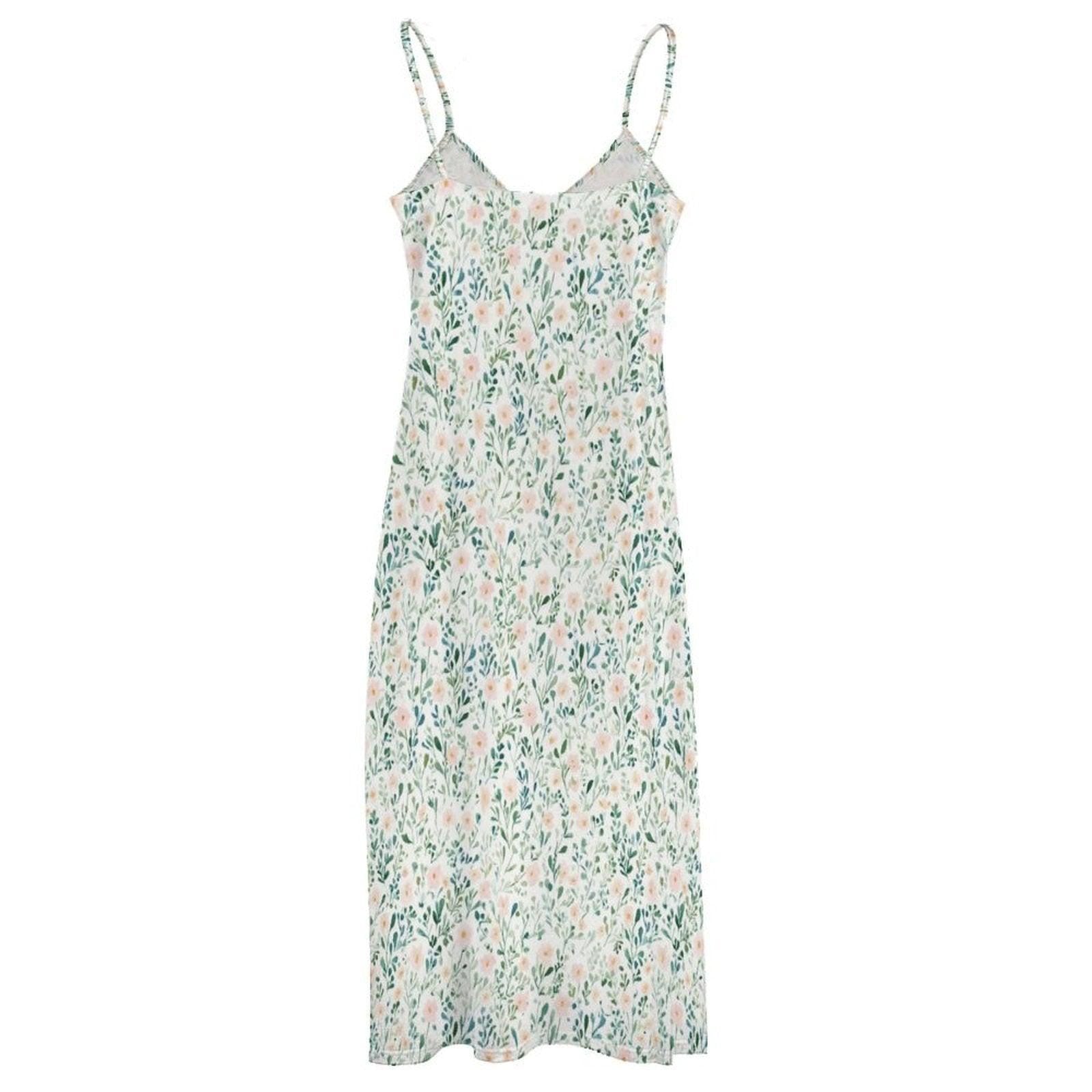 Sage Green Watercolor Floral Maxi Dress, Coastal Grandmother Summer Sundress