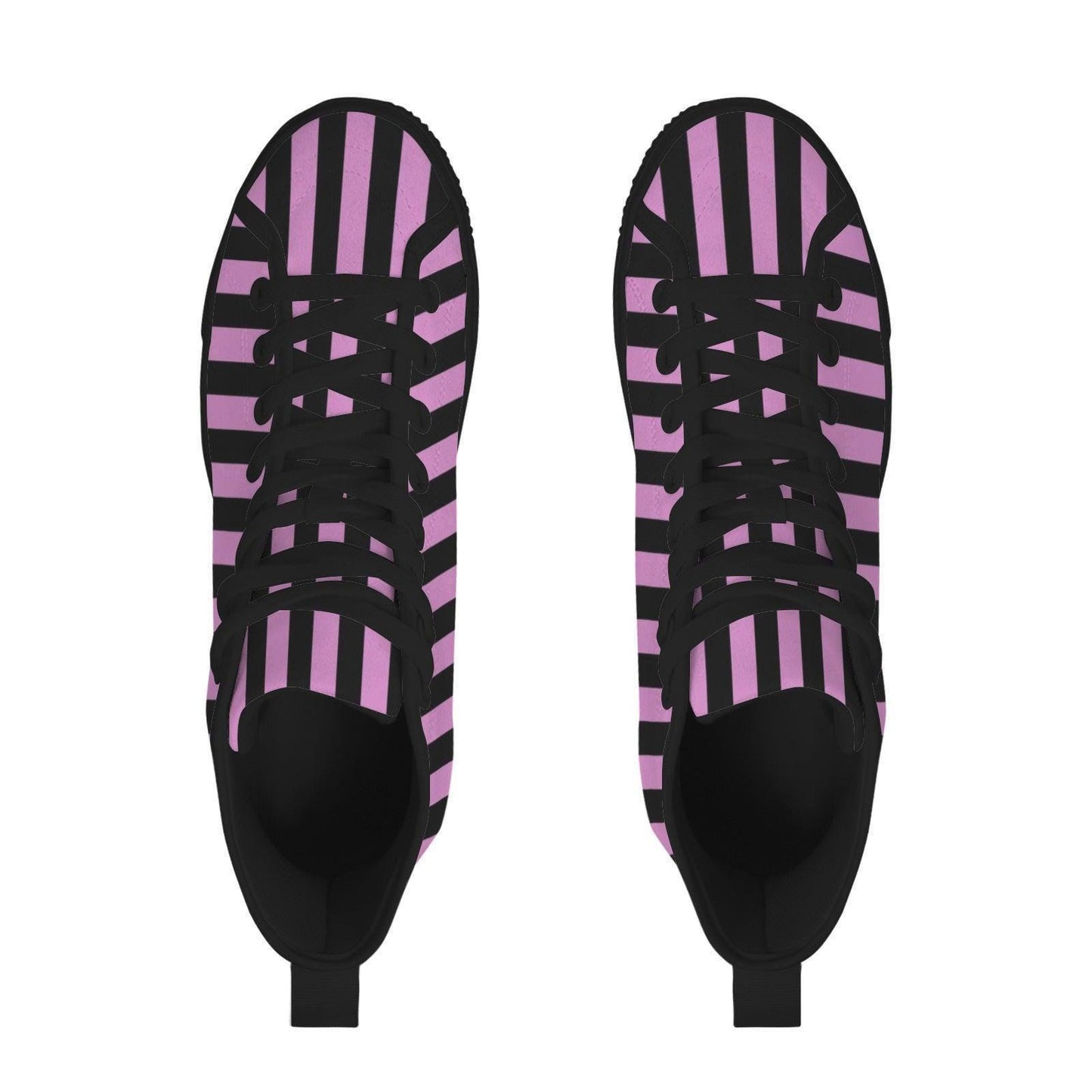 Purple Black Striped High Top Canvas Sneakers, Alt Streetwear Shoes