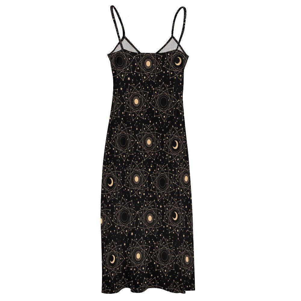 Celestial Stars Maxi Dress Witchy Dark Cottagecore