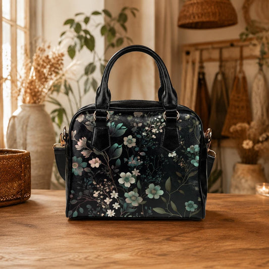 Botanical floral satchel, witchy crossbody bag, celestial garden tote