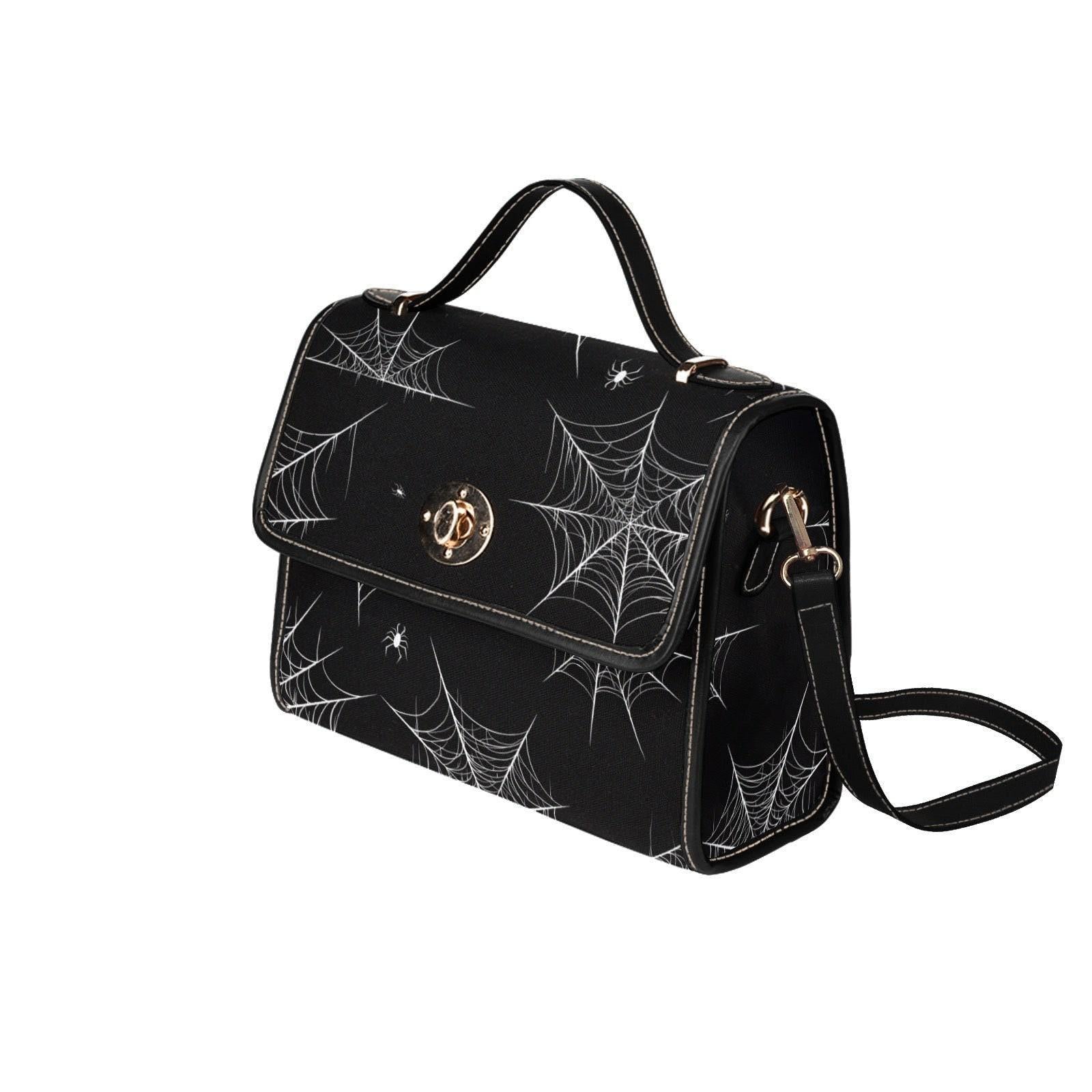 Spiderweb Crossbody Bag, Gothic Halloween Purse, Witchy Web Satchel