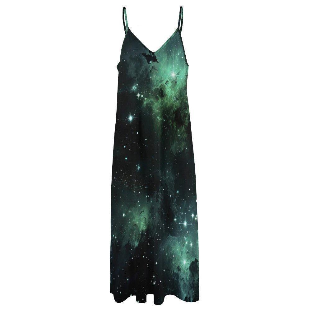 Galaxy Maxi Dress, Celestial Sundress, Starry Slip Dress