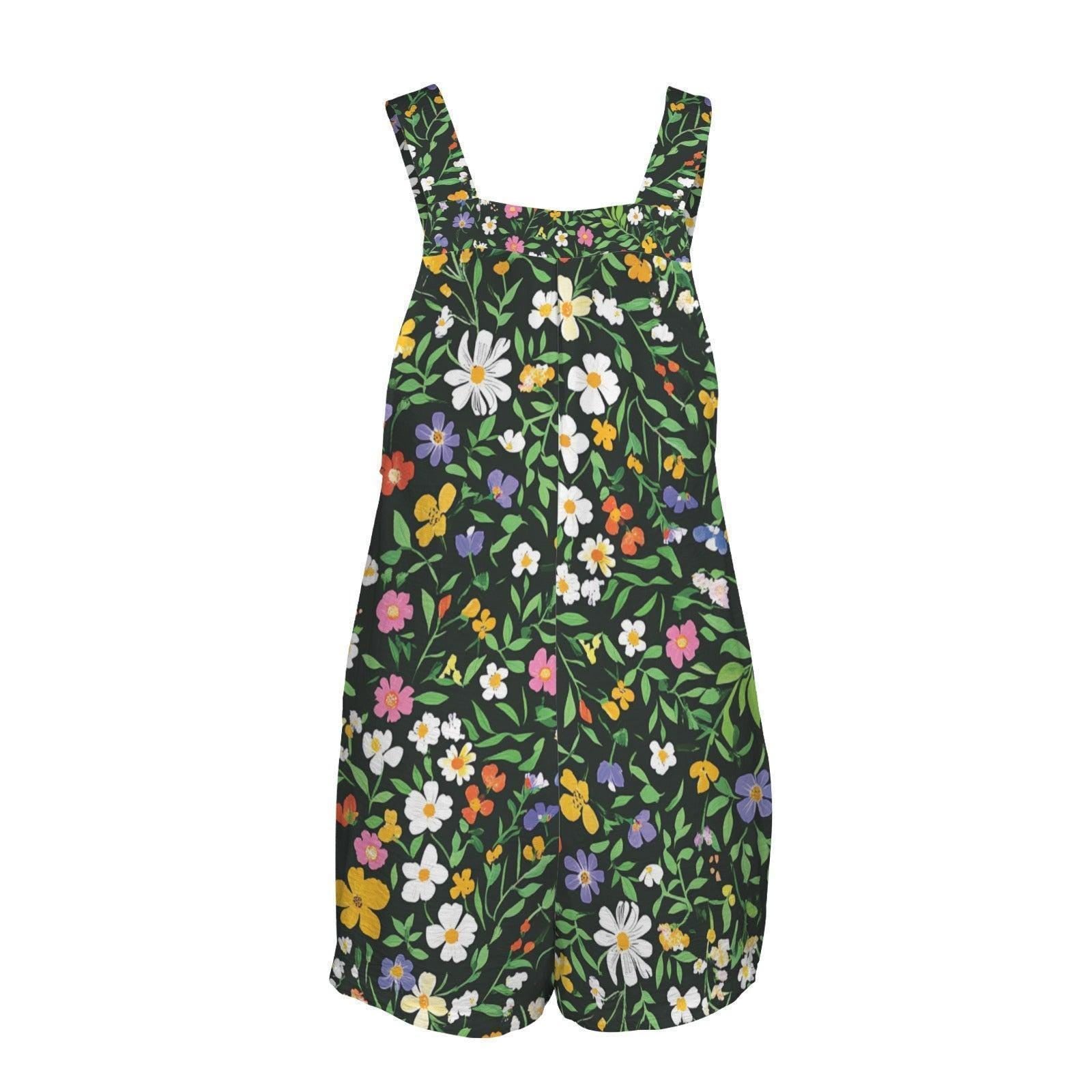 Wildflower Garden Shortalls for Women, Floral Pocket Romper, Cottagecore Spring Summer Outfit