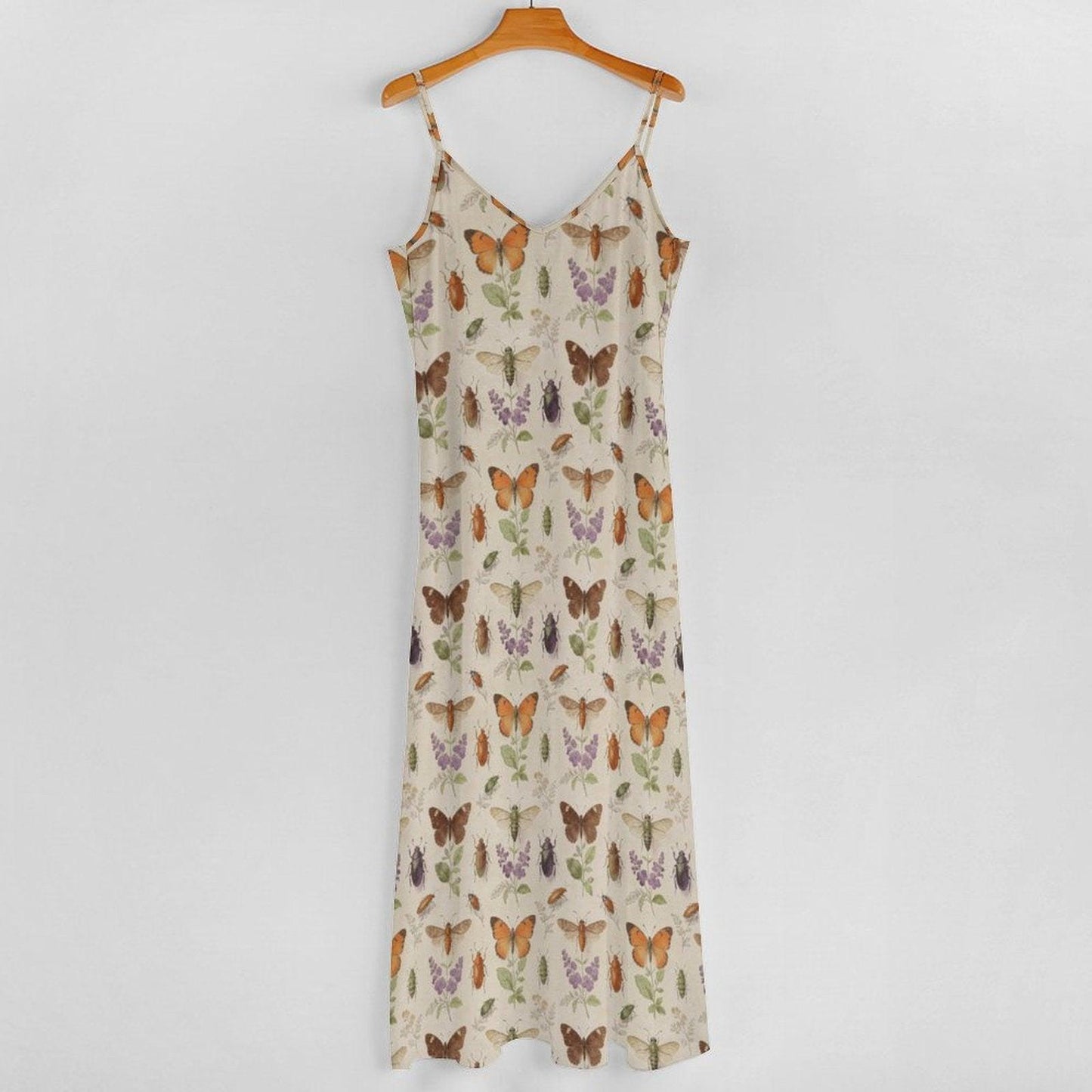 Butterfly Maxi Dress, Insect Print Sundress, Botanical Moth Prairie Outfit