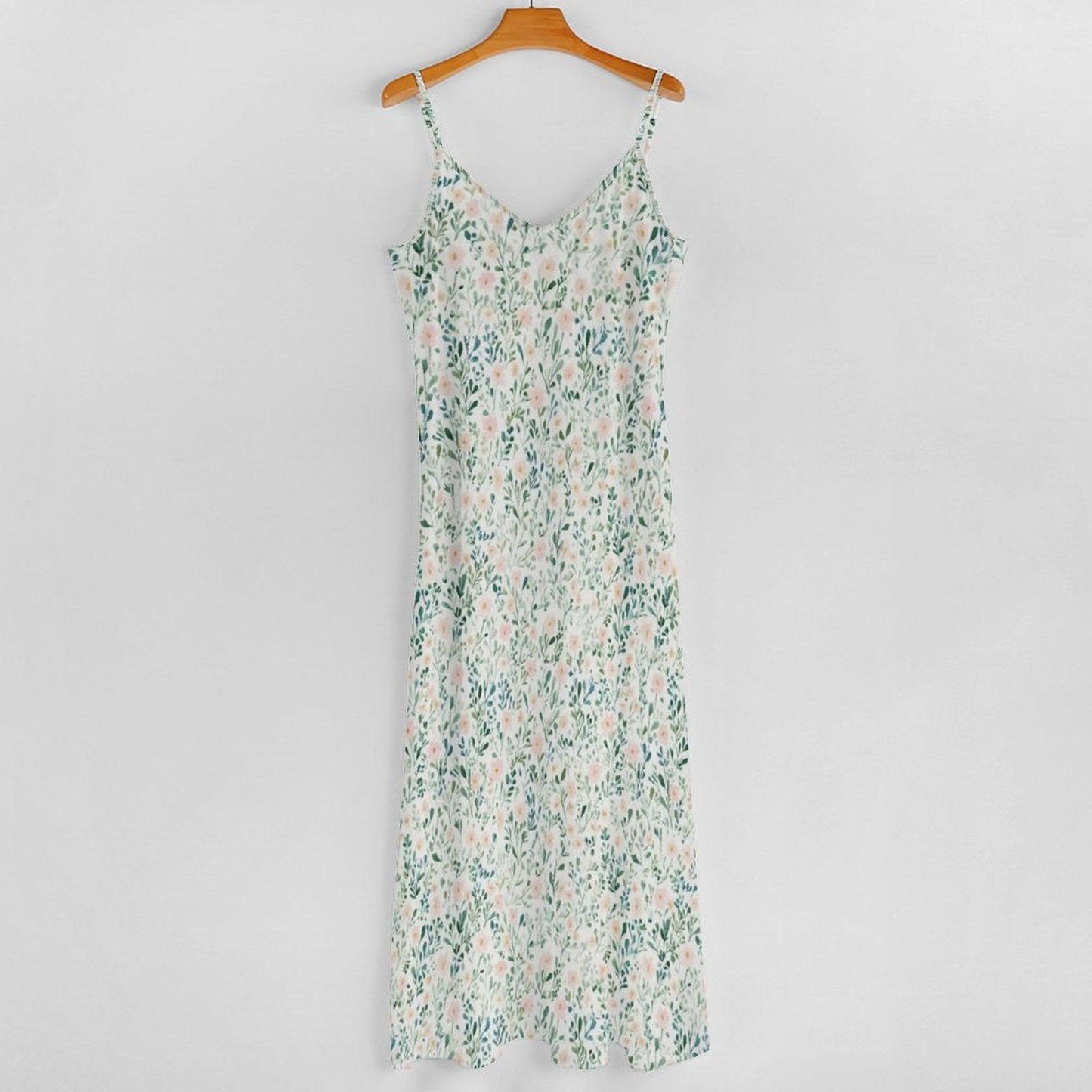 Sage Green Watercolor Floral Maxi Dress, Coastal Grandmother Summer Sundress