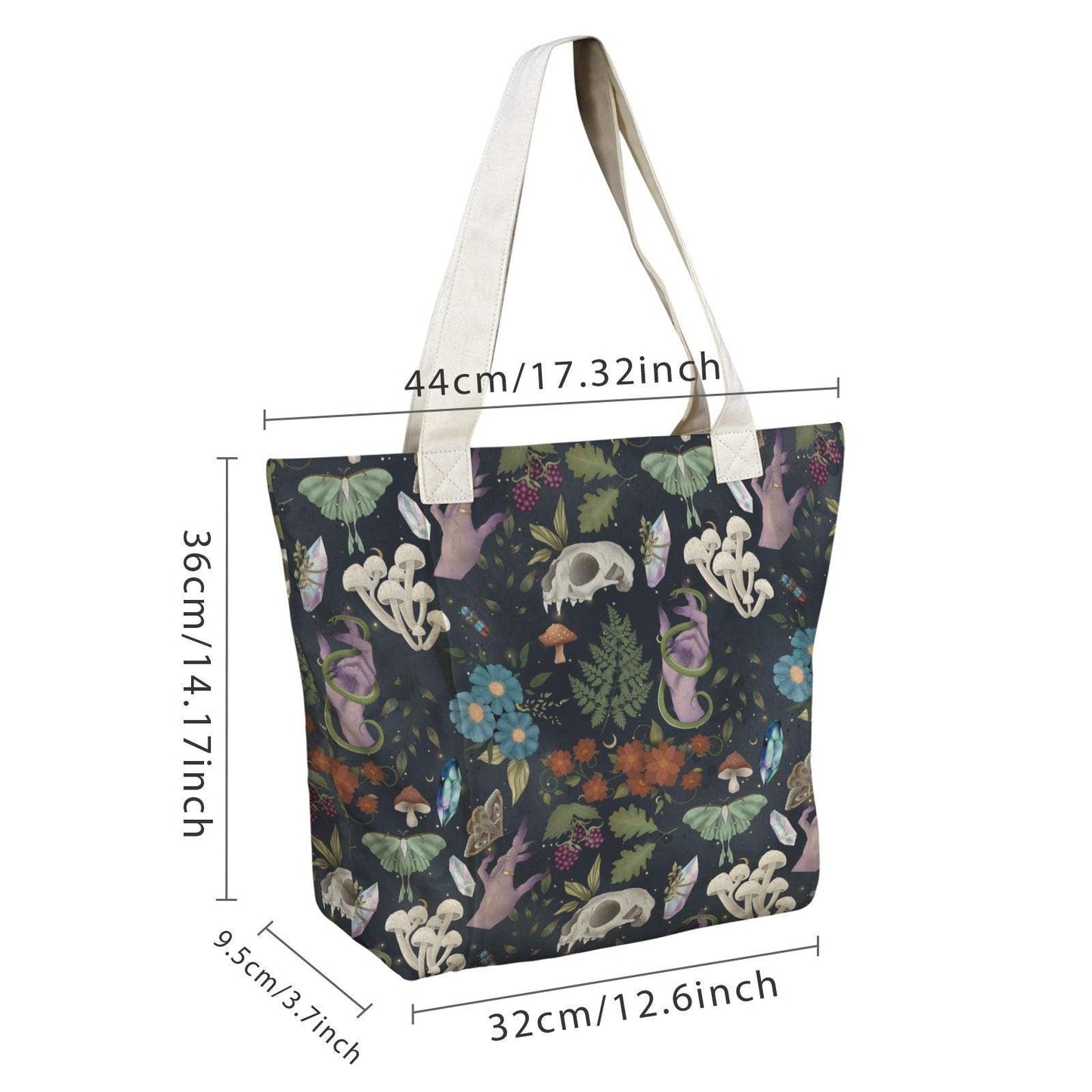 Witchy Skull, Purple Snake and Mushroom Yoga Mat Tote