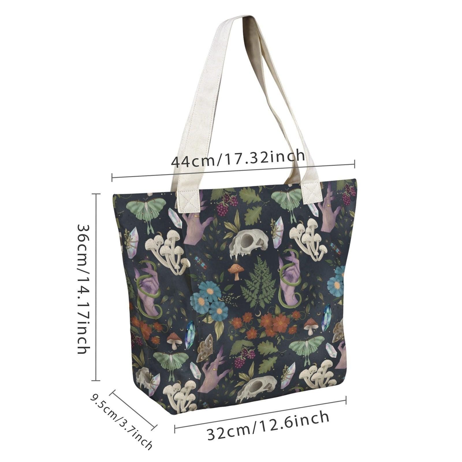 Witchy Skull, Purple Snake and Mushroom Yoga Mat Tote