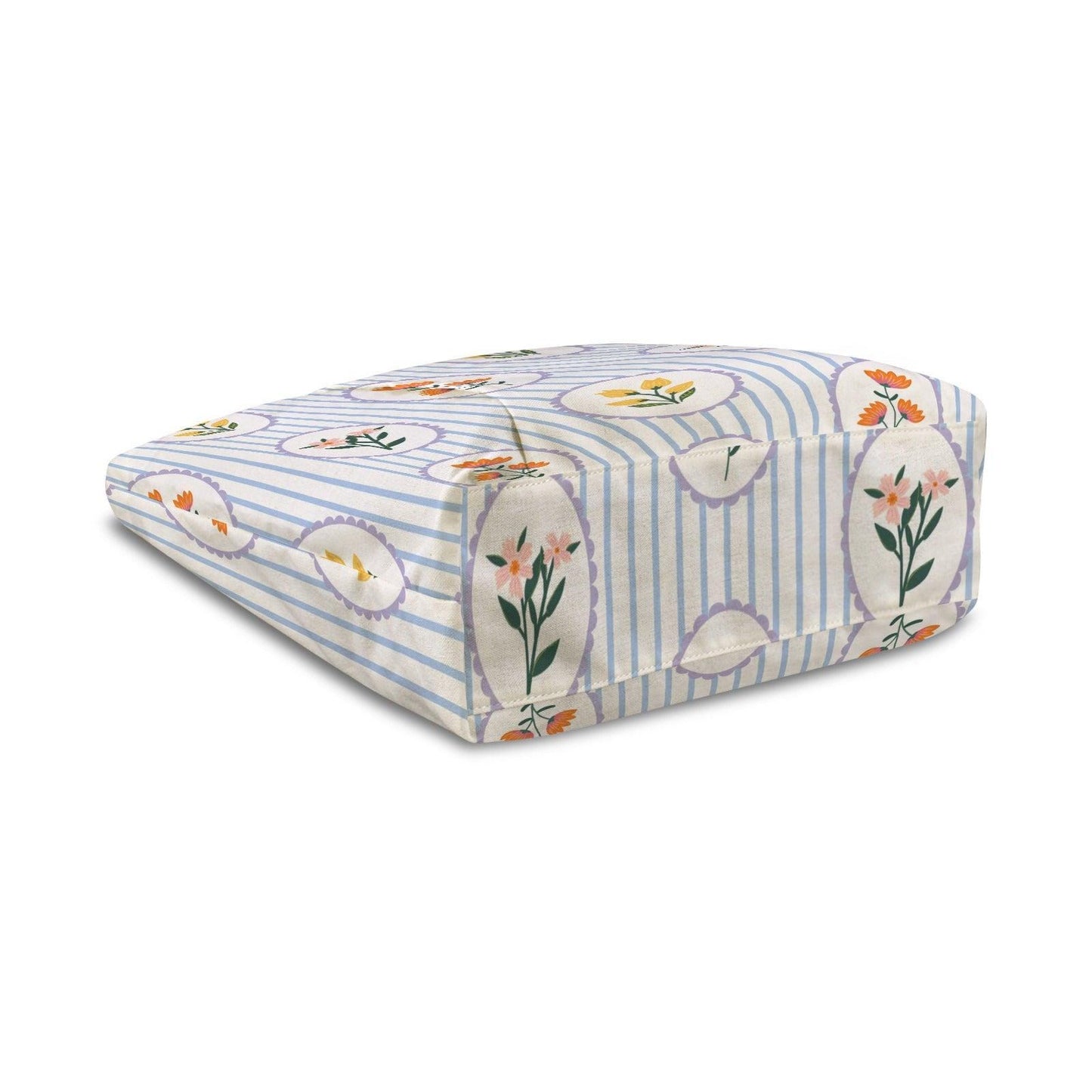 Blue Floral Yoga Mat Bag, Striped Block Print Tote, Pilates Class Carrier