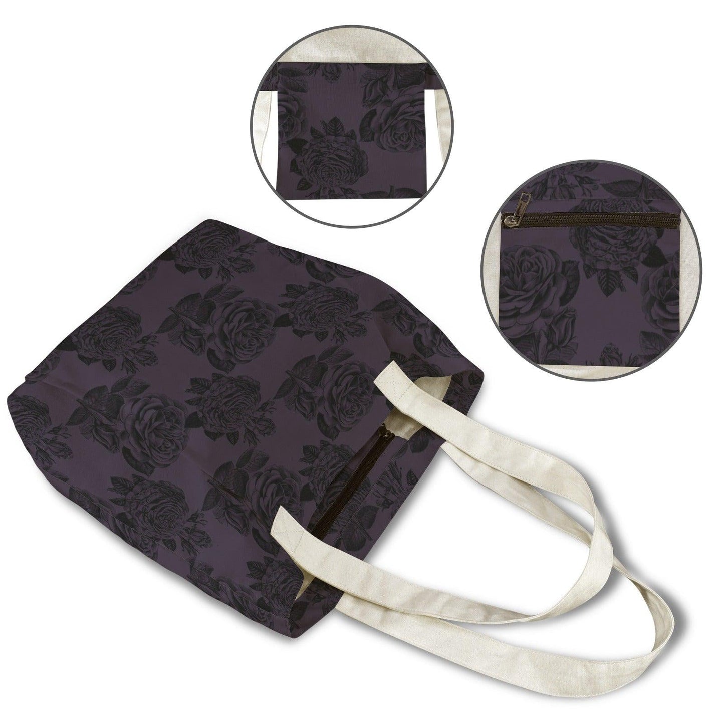 Black Rose Yoga Tote, Dark Floral Mat Carrier, Goth Gym Bag, Travel Tote