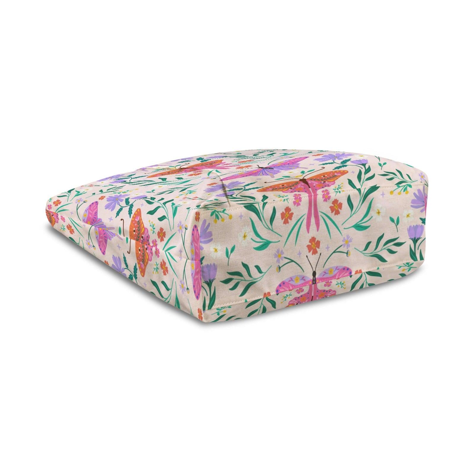 Art Nouveau Butterfly Yoga Mat Tote Bag, Pastel Floral Canvas Shoulder Bag
