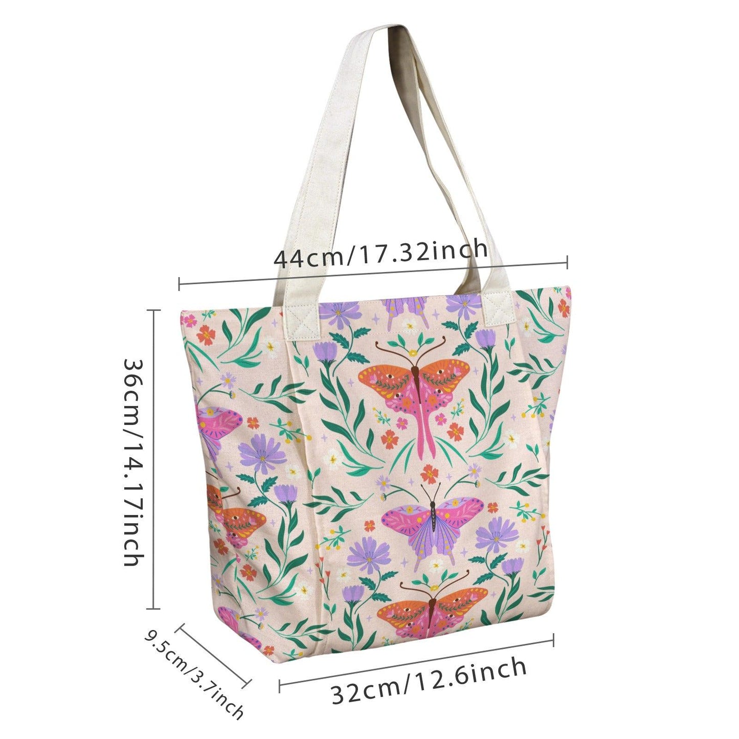 Art Nouveau Butterfly Yoga Mat Tote Bag, Pastel Floral Canvas Shoulder Bag