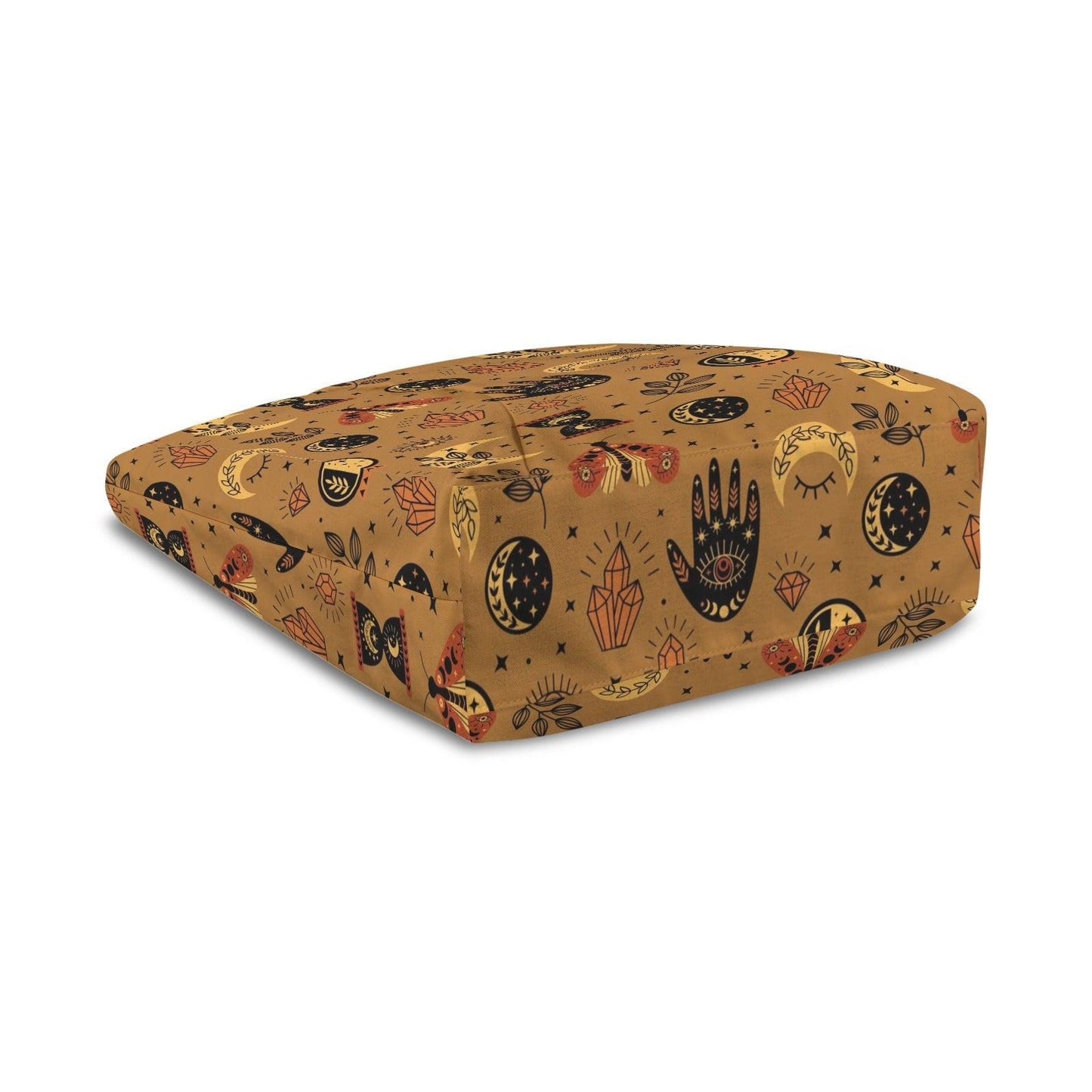 Celestial Moth Yoga Tote Bag, Mustard Moon Phase Gym Bag with Mat Holder