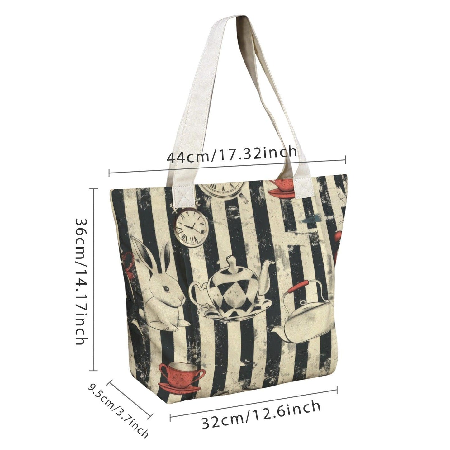 Alice in Wonderland Yoga Mat Bag, Vintage Tea Party Tote, Striped Gym Carrier