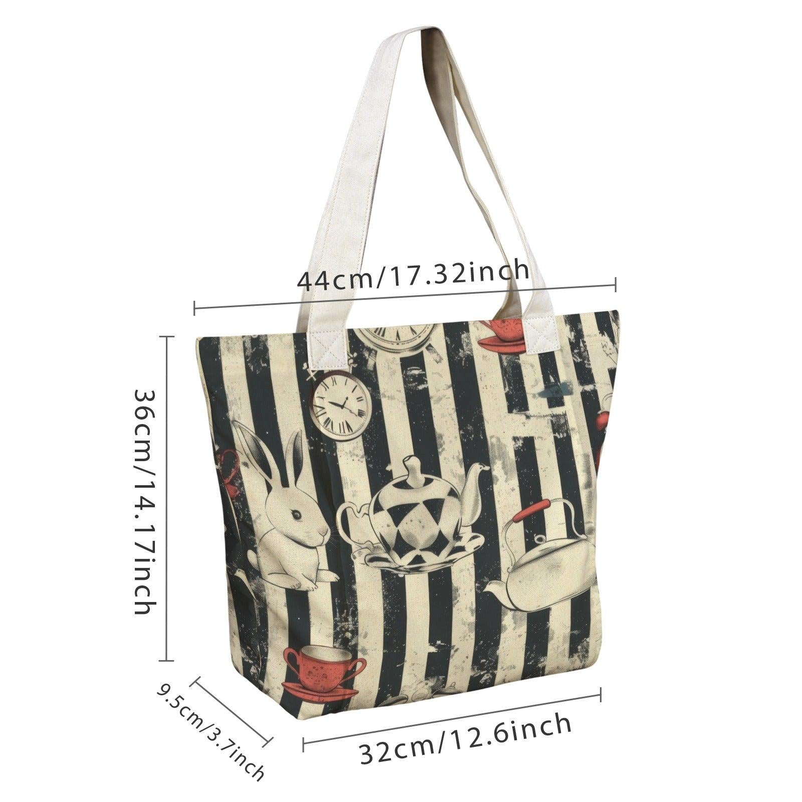 Alice in Wonderland Yoga Mat Bag, Vintage Tea Party Tote, Striped Gym Carrier