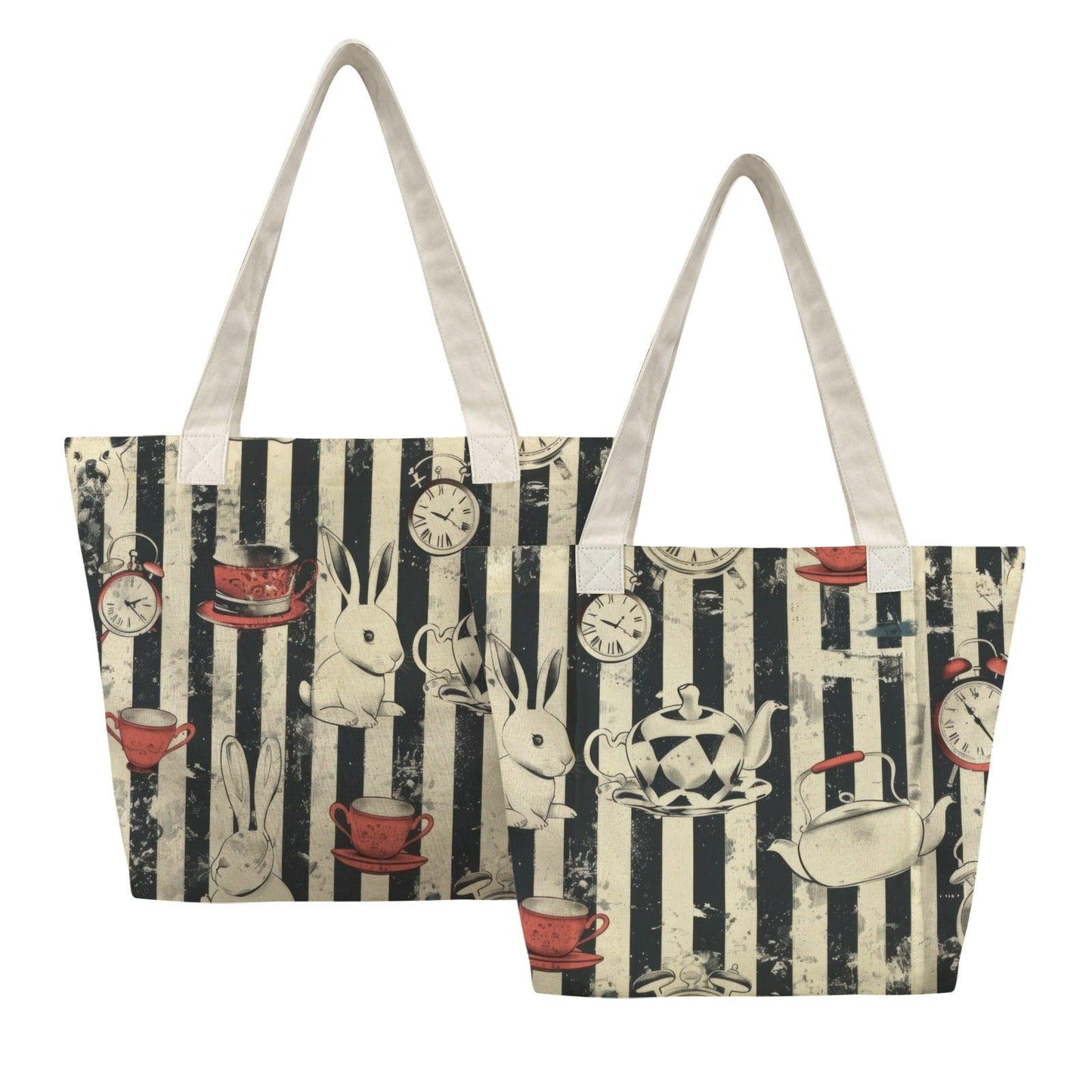 Alice in Wonderland Yoga Mat Bag, Vintage Tea Party Tote, Striped Gym Carrier