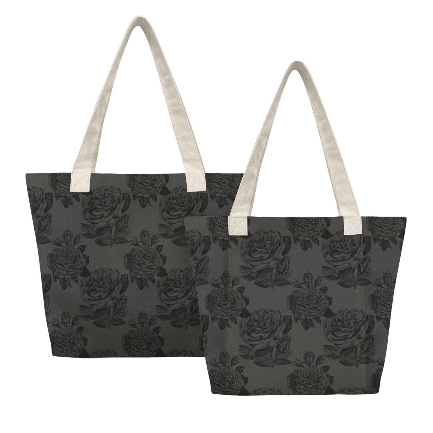 Gothic Black Rose Yoga Mat Bag, Dark Floral Tote with Mat Holder