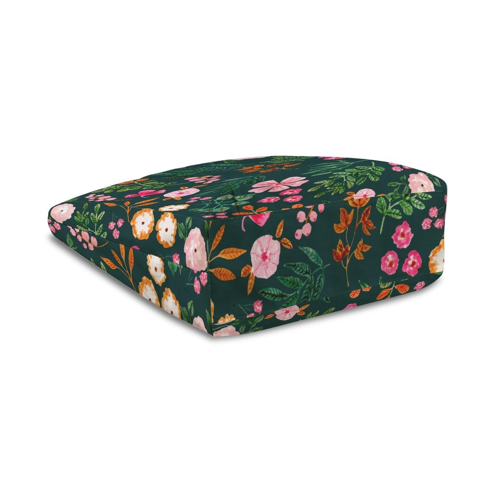 Wildflower Yoga Mat Tote Bag, Dark Green Floral Gym Carrier, Cottagecore Pilates Tote