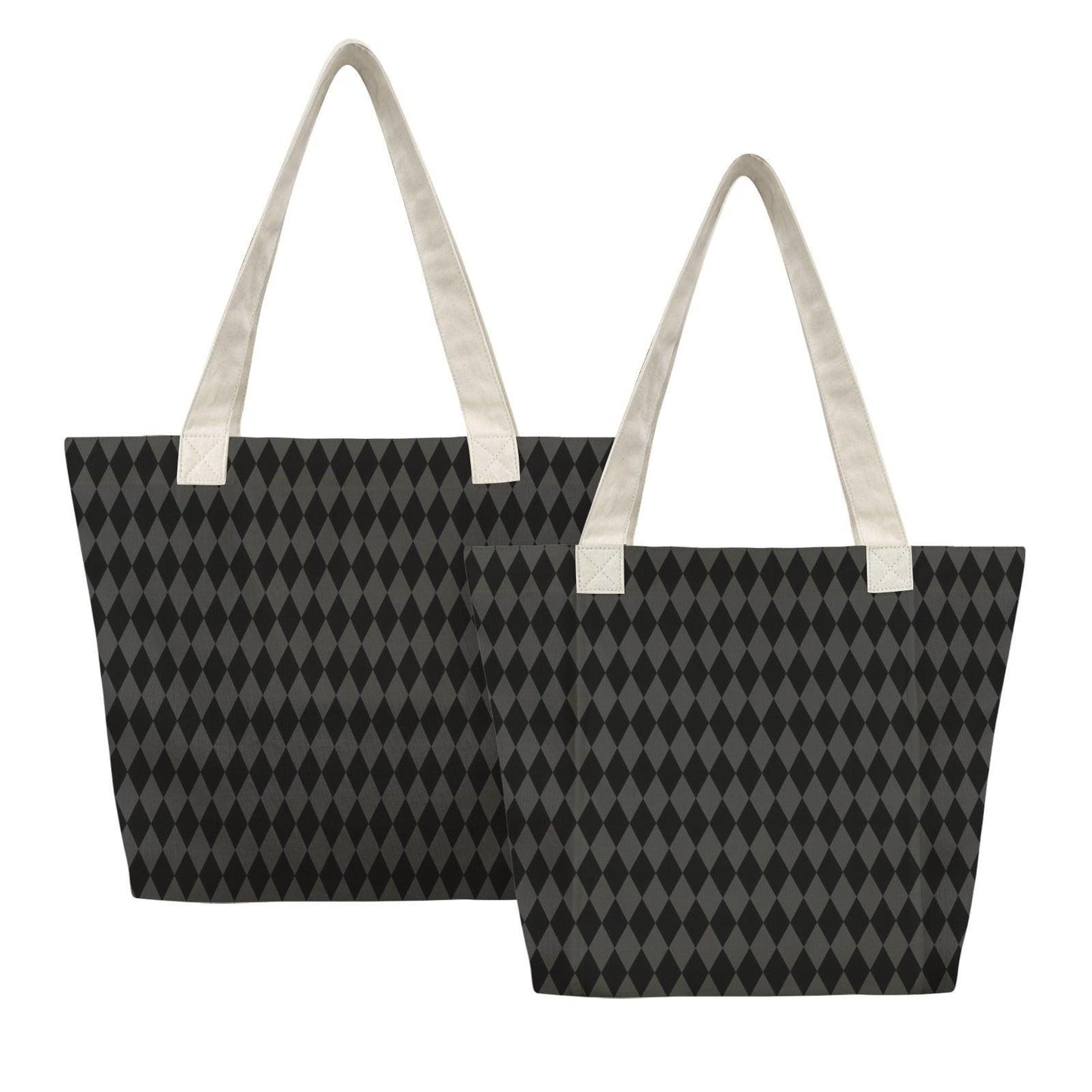 Harlequin Yoga Mat Bag, Black Diamond Print Tote with Mat Holder