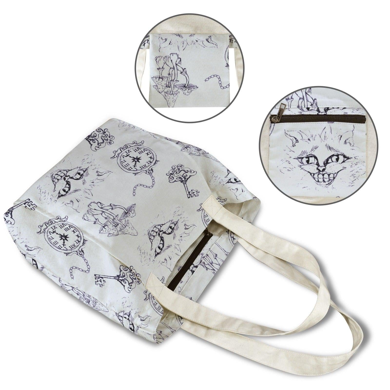 Alice in Wonderland Yoga Tote Bag, Cheshire Cat Gym Bag With Mat Holder