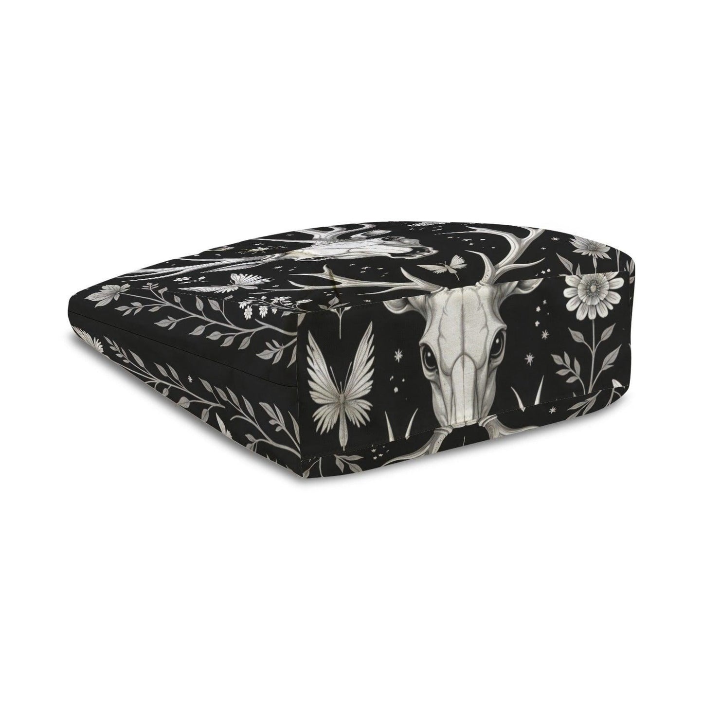 Deer Skull Yoga Tote Bag, Antler Floral Print Mat Carrier, Large Witchy Gym Bag