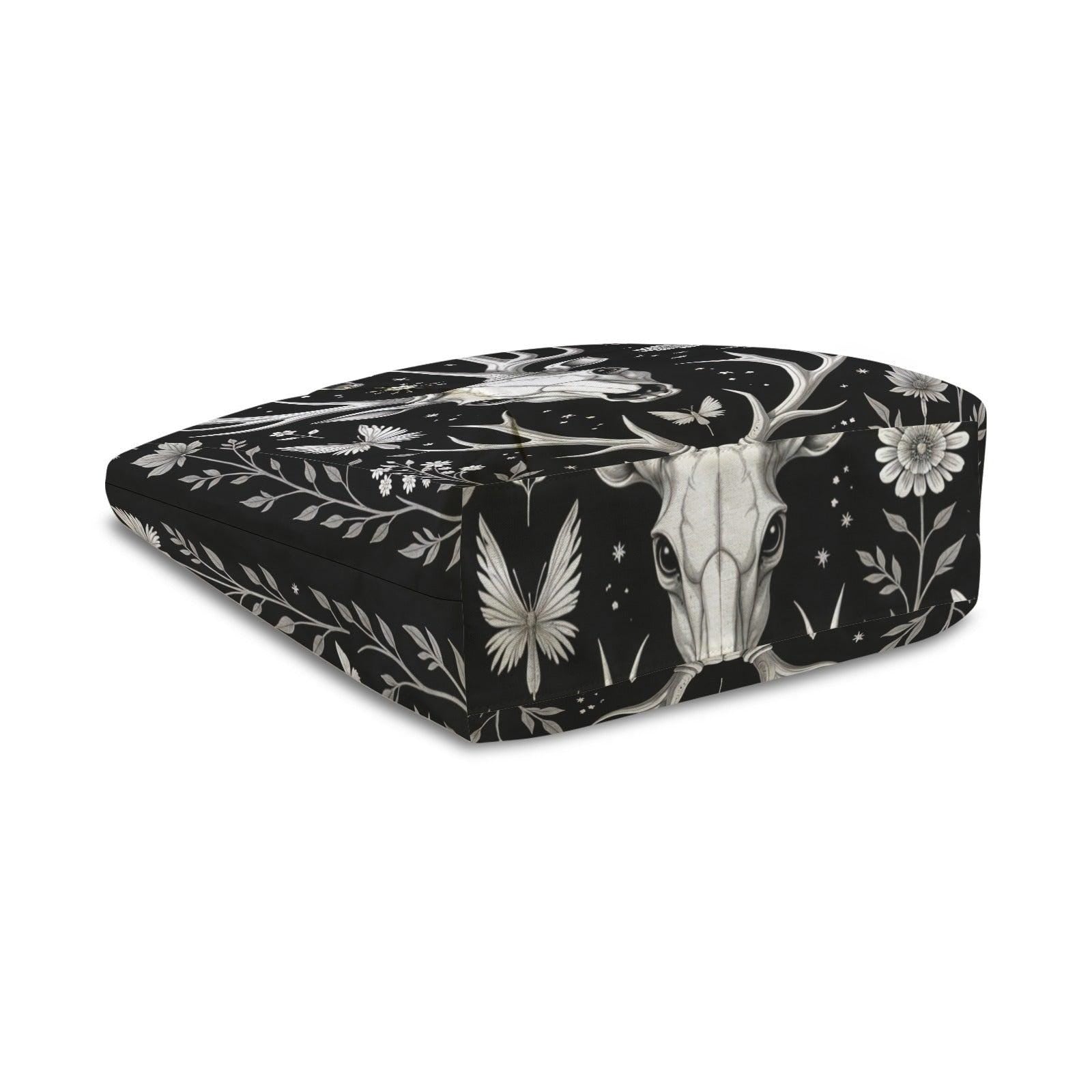 Deer Skull Yoga Tote Bag, Antler Floral Print Mat Carrier, Large Witchy Gym Bag