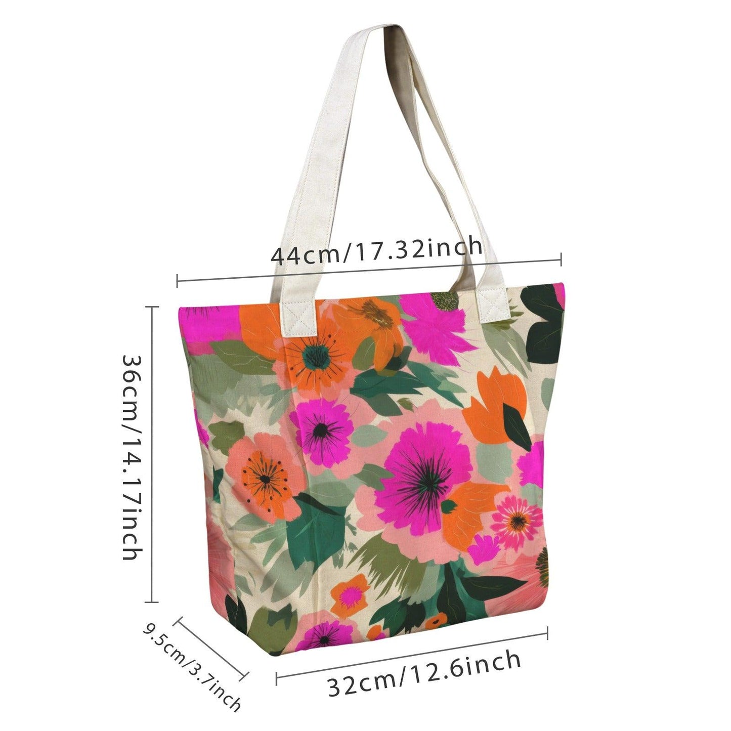 Bright Floral Yoga Tote Bag, Magenta Poppy Canvas Mat Carrier