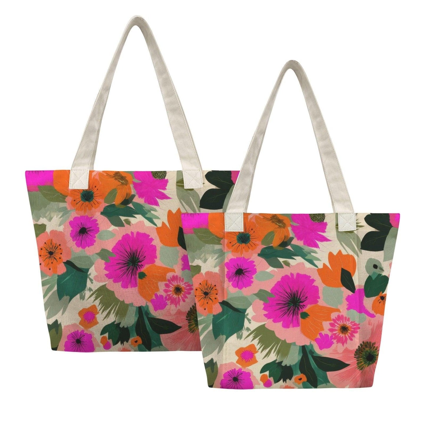 Bright Floral Yoga Tote Bag, Magenta Poppy Canvas Mat Carrier