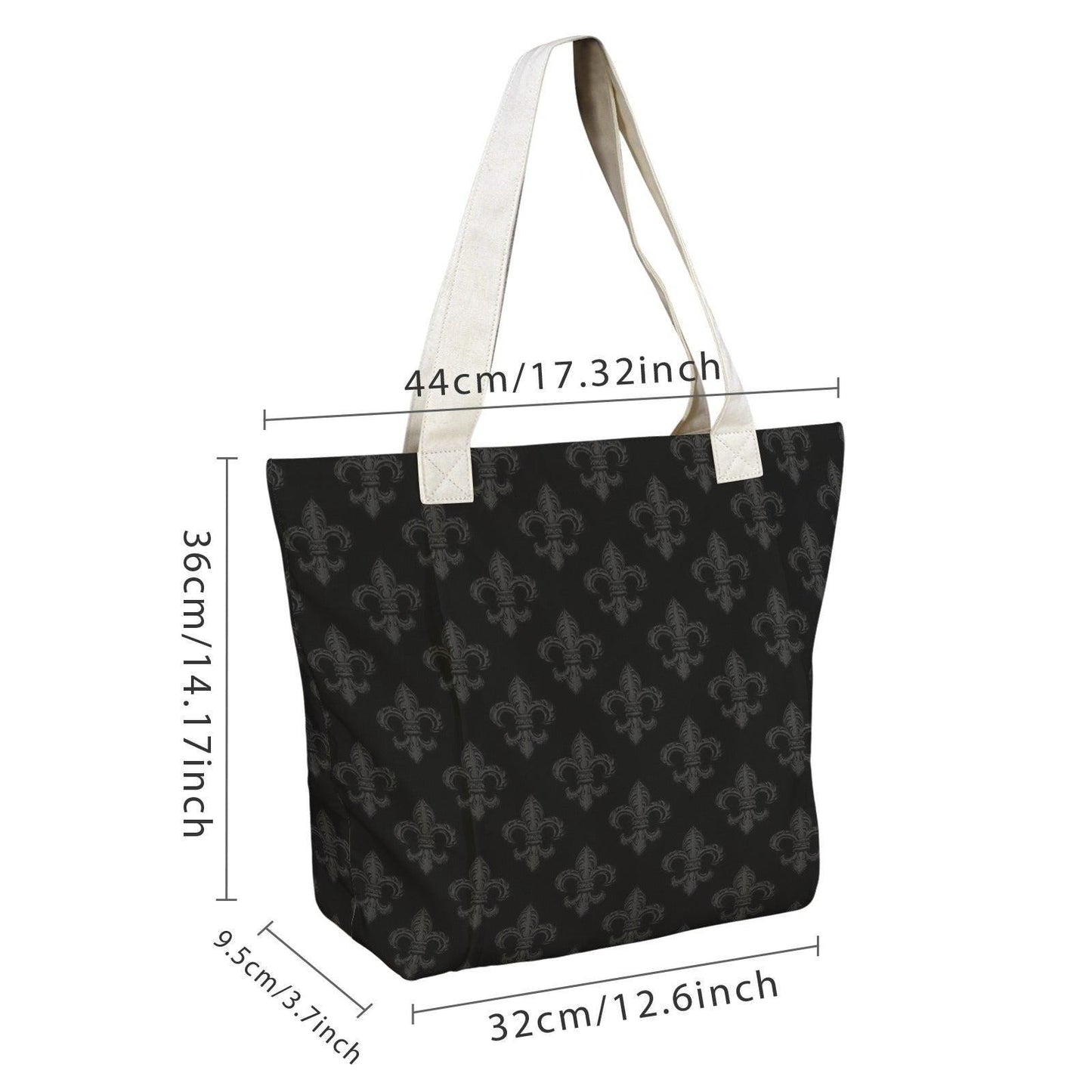 Black Fleur de Lis Yoga Mat Tote Bag, Canvas Gym Shoulder Bag