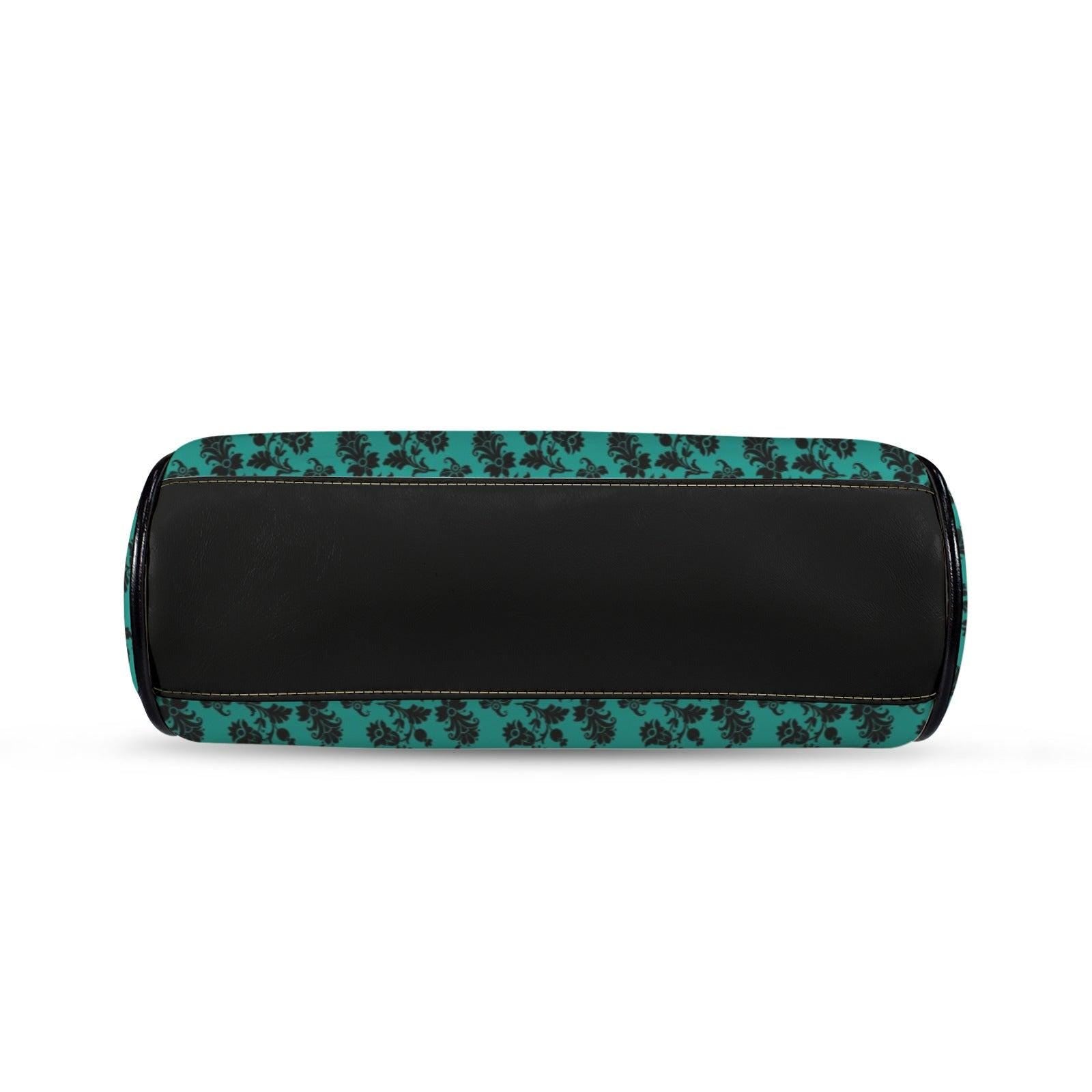 Gothic Teal Damask Kiss Lock Purse, Victorian Frame Handbag, Dark Academia Crossbody Bag