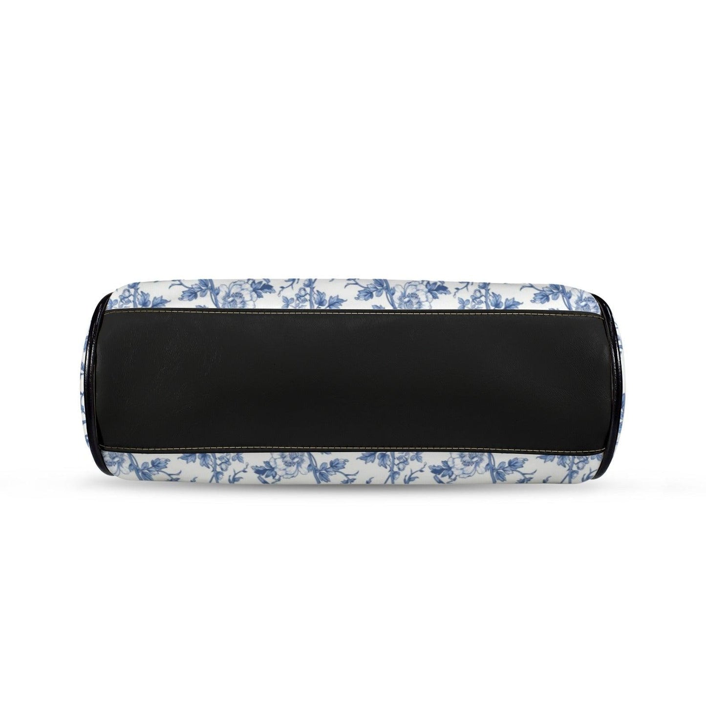 Blue Chinoiserie Floral Kiss-Lock PU Leather Crossbody Bag
