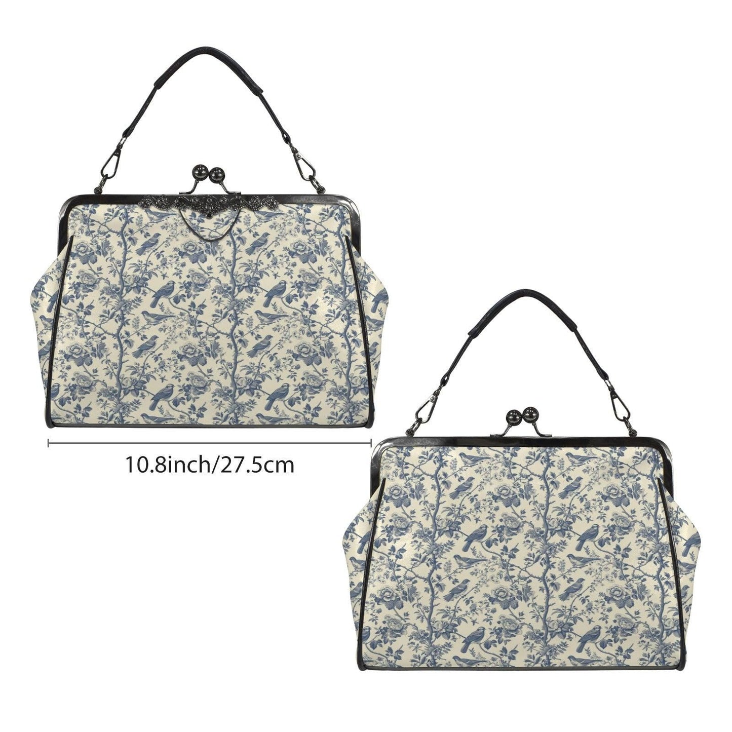 Sage Green Botanical Print Top Handle Purse with Removable Shoulder Strap