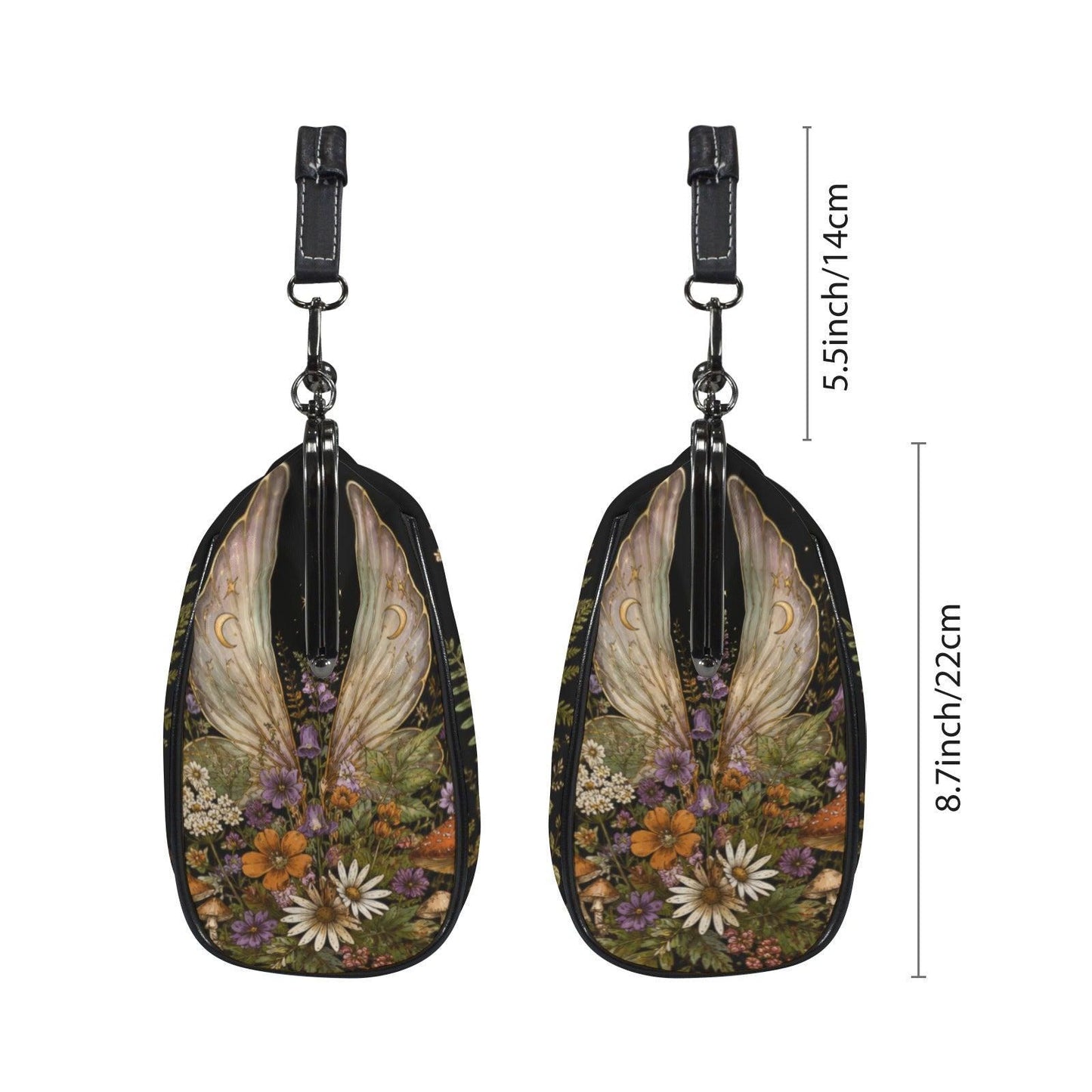Fairycore Kiss Lock Bag, Whimsigoth Butterfly Wings, Moon Wildflower Handbag
