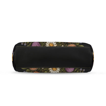 Black Wildflower Butterfly Shoulder Bag, Lavender Floral Kisslock Purse
