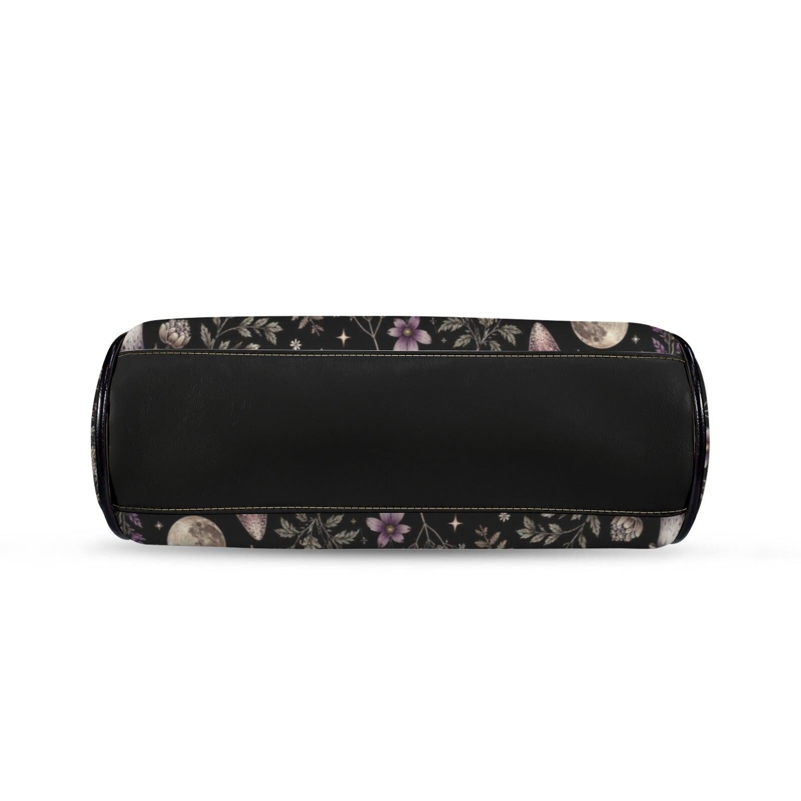 Witchy Mushroom Moth Print Crossbody Bag, Dark Forest Kisslock Purse