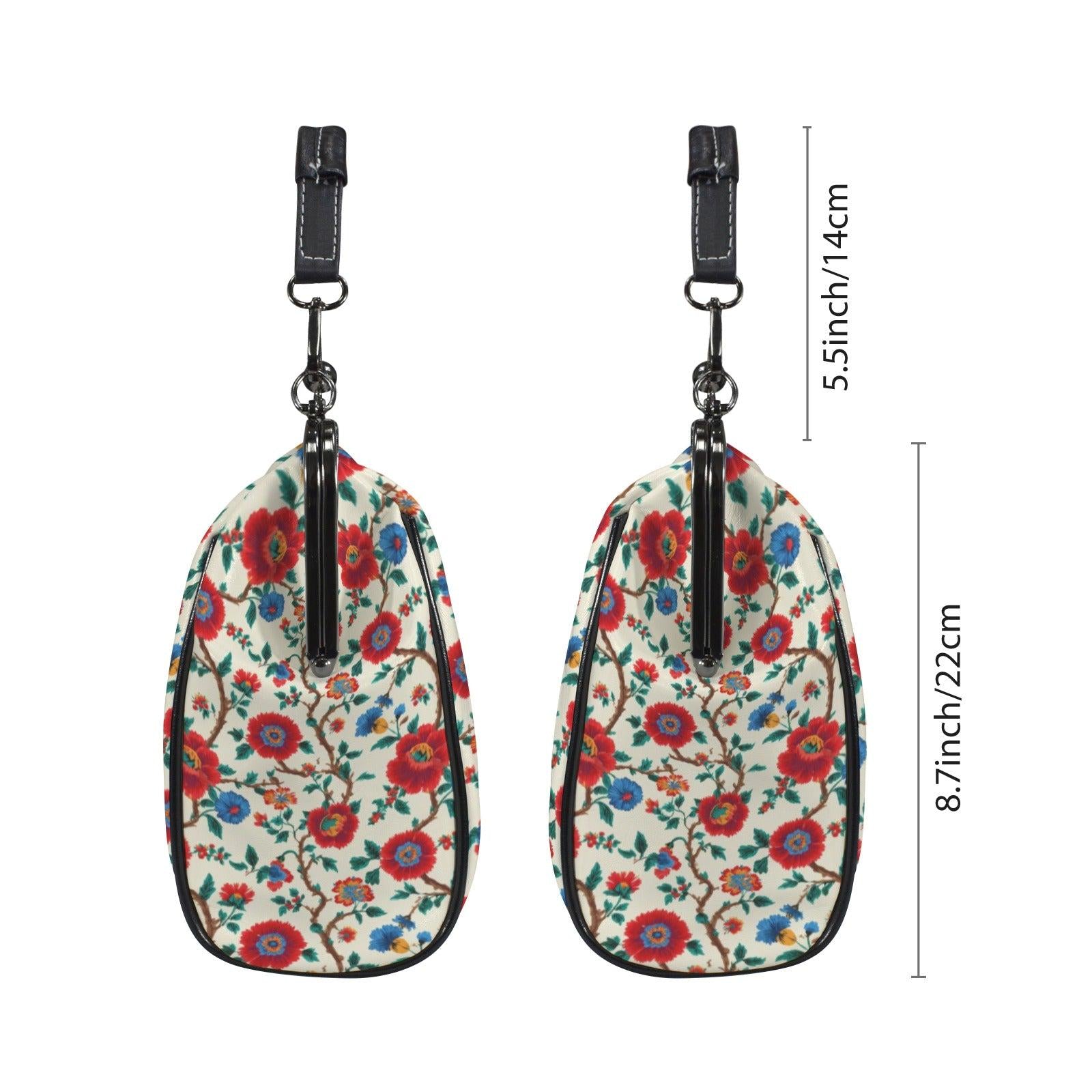 Red Rose Floral Kisslock Crossbody Bag, Vintage Style Shoulder Purse